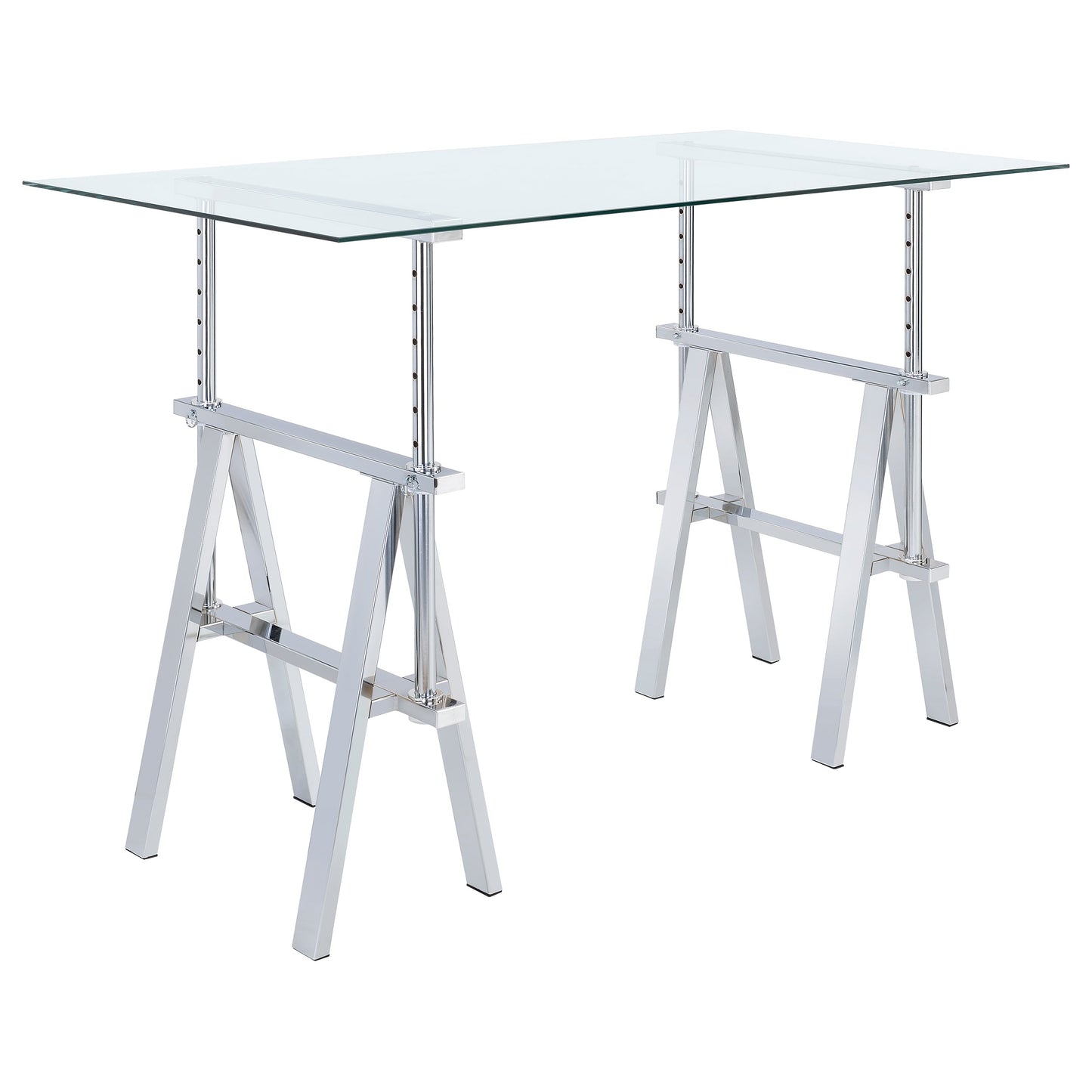 Statham Glass Top AdjusTable Writing Desk Clear and Chrome