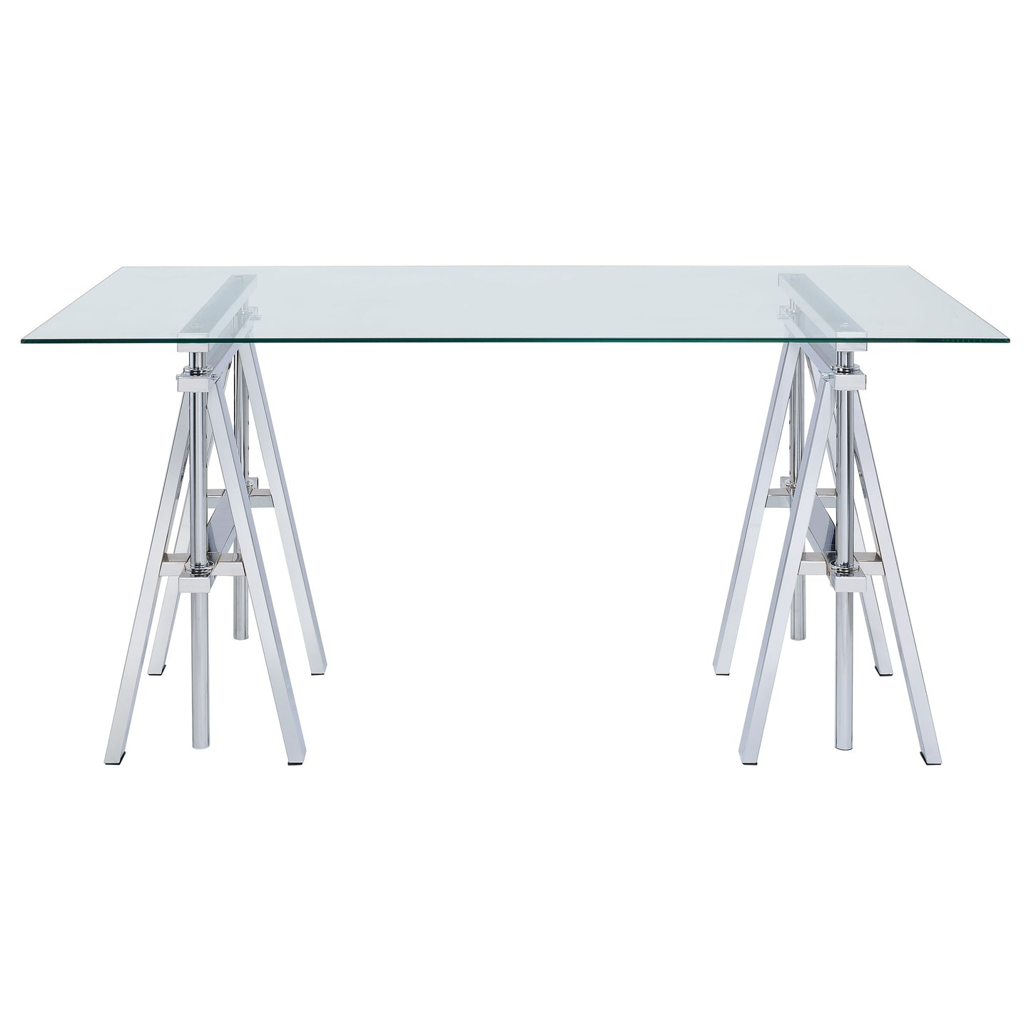 Statham Glass Top AdjusTable Writing Desk Clear and Chrome