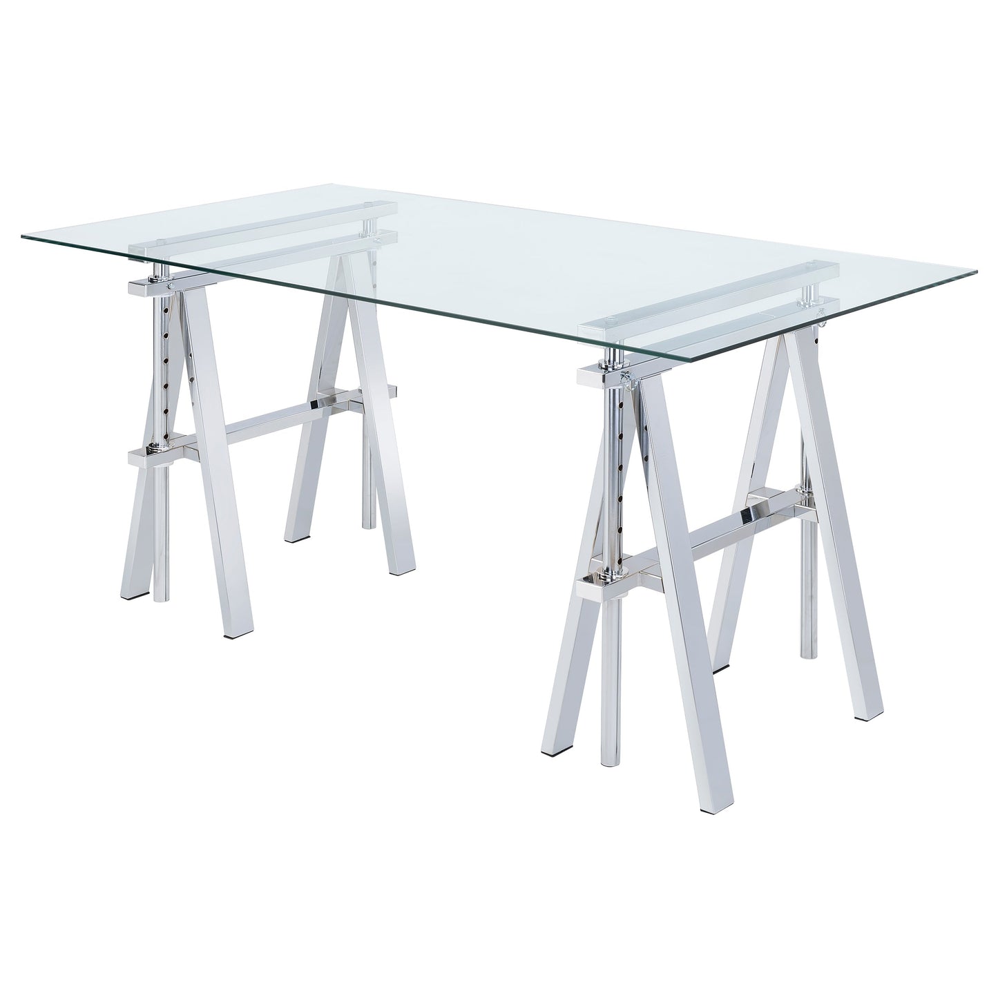 Statham Glass Top AdjusTable Writing Desk Clear and Chrome