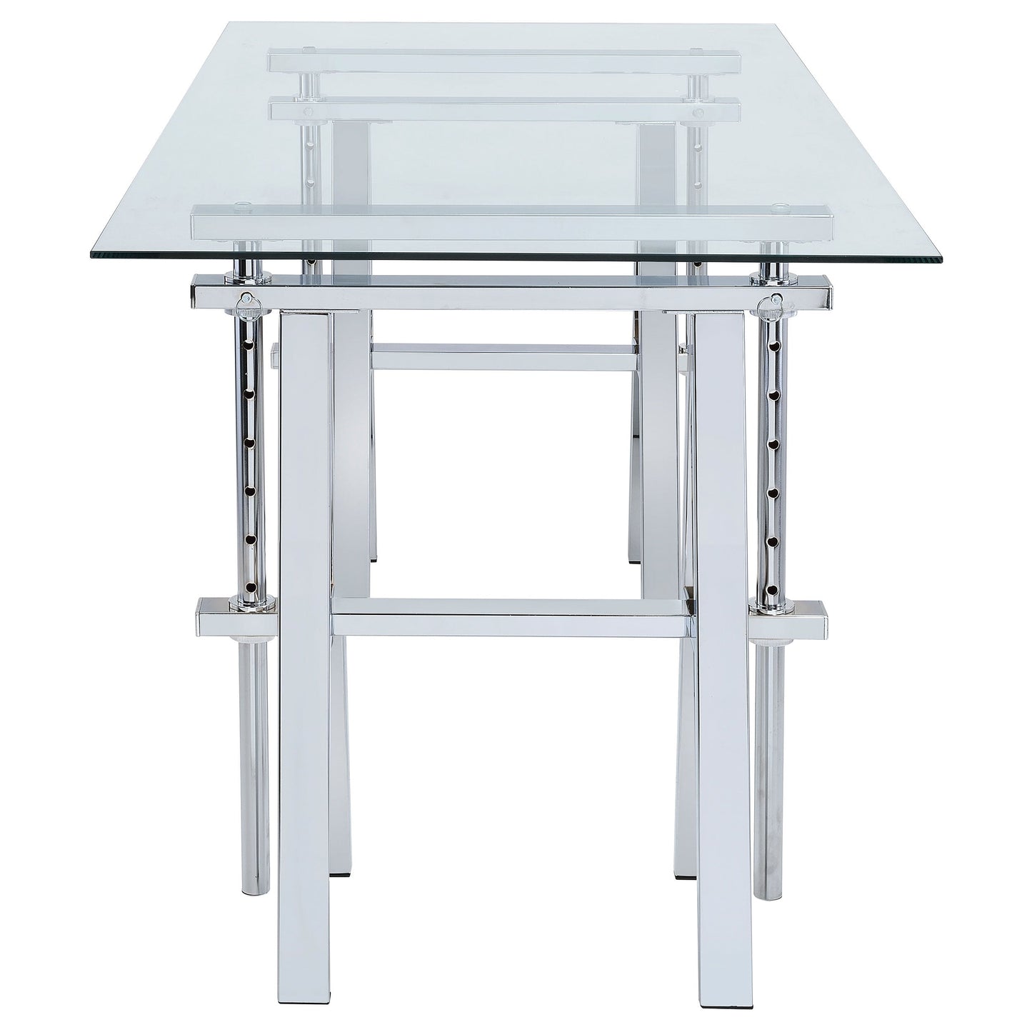 Statham Glass Top AdjusTable Writing Desk Clear and Chrome