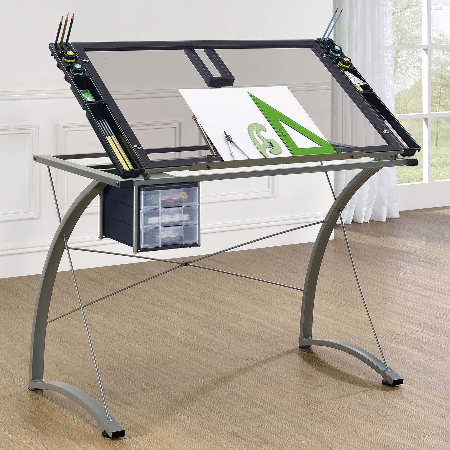 Melo 3-Drawer Drafting Desk Champagne
