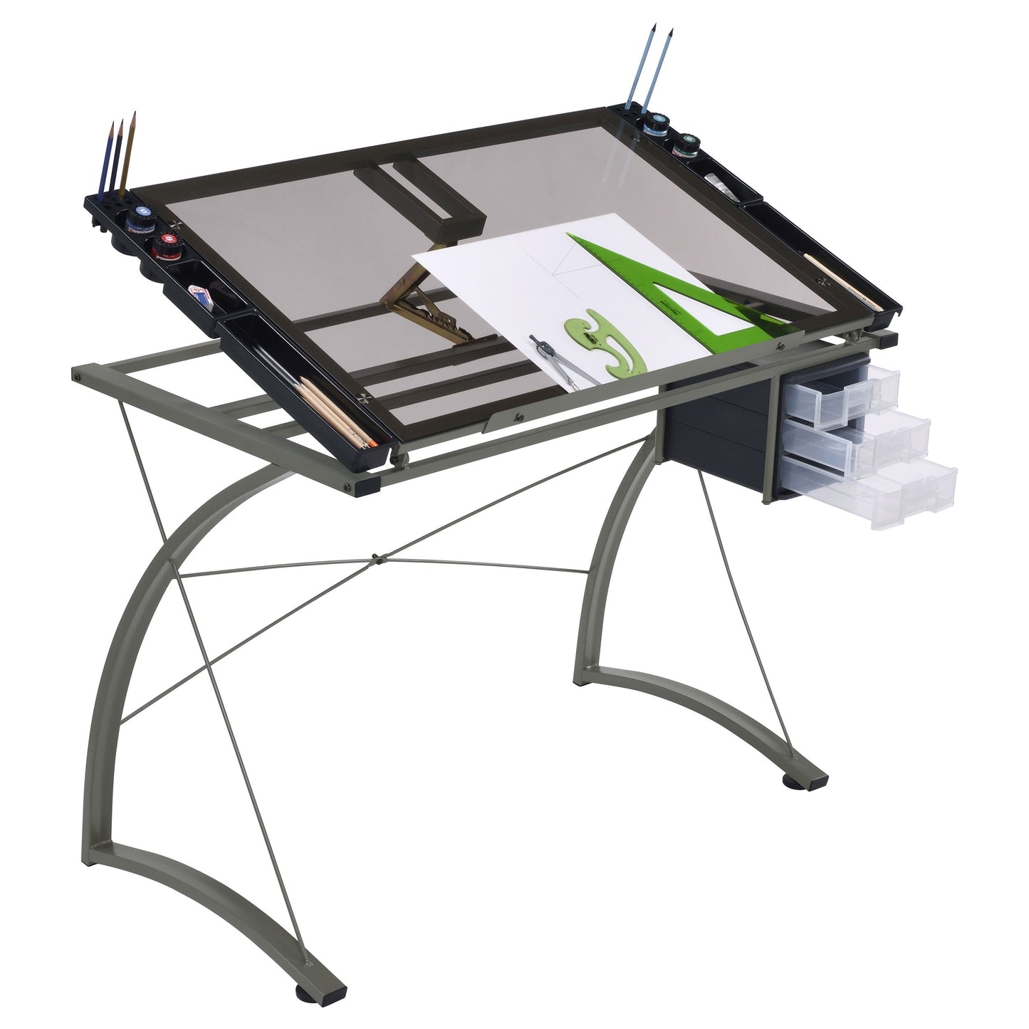 Melo 3-Drawer Drafting Desk Champagne