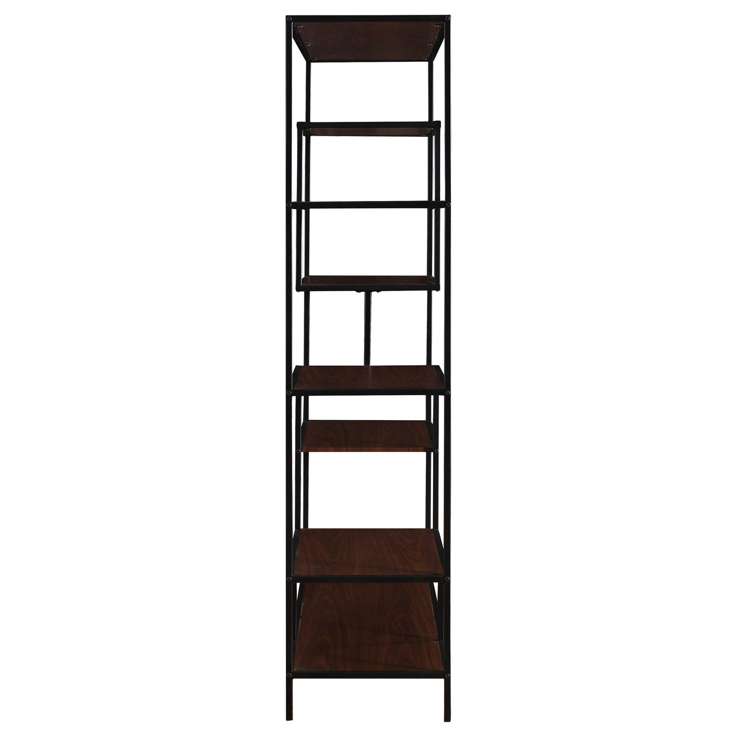 Asher 7-shelf Geometric Bookcase Walnut