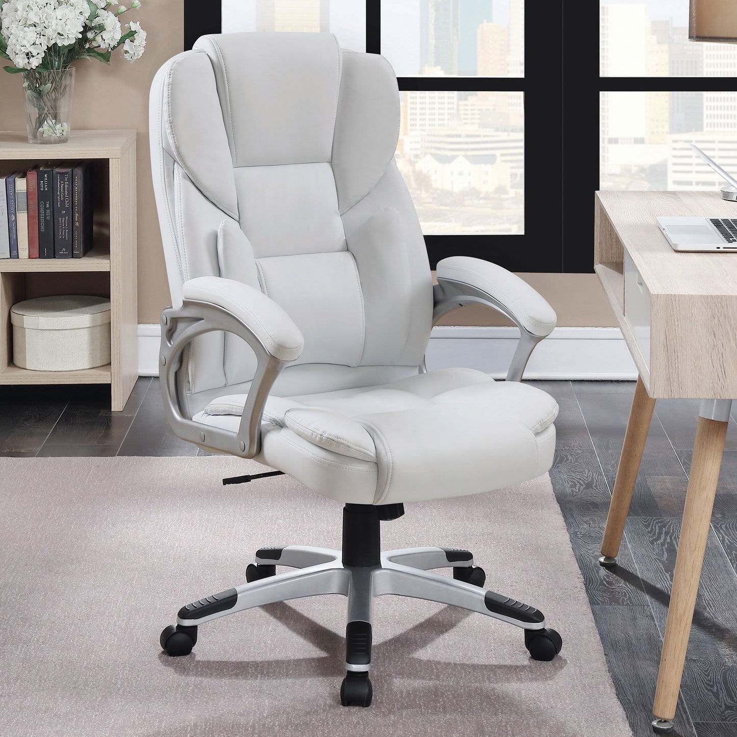 Kaffir AdjusTable Height Office Chair White and Silver