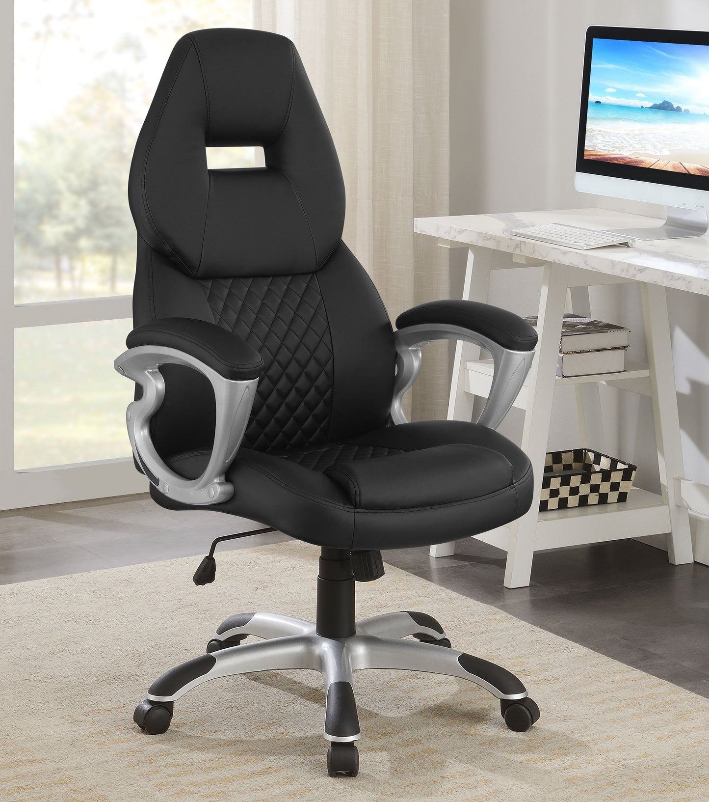 Bruce AdjusTable Height Office Chair Black and Silver
