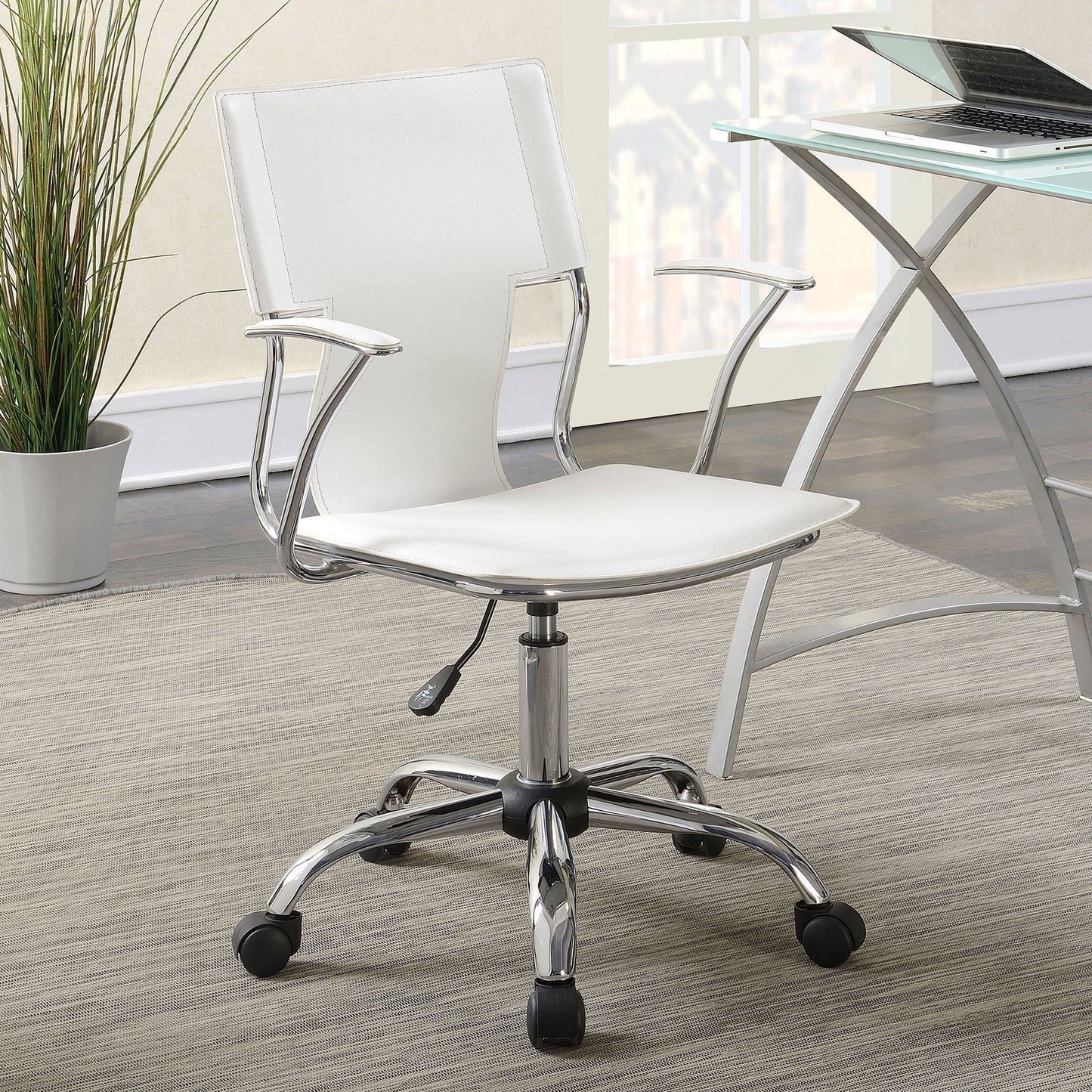 Himari AdjusTable Height Office Chair White and Chrome