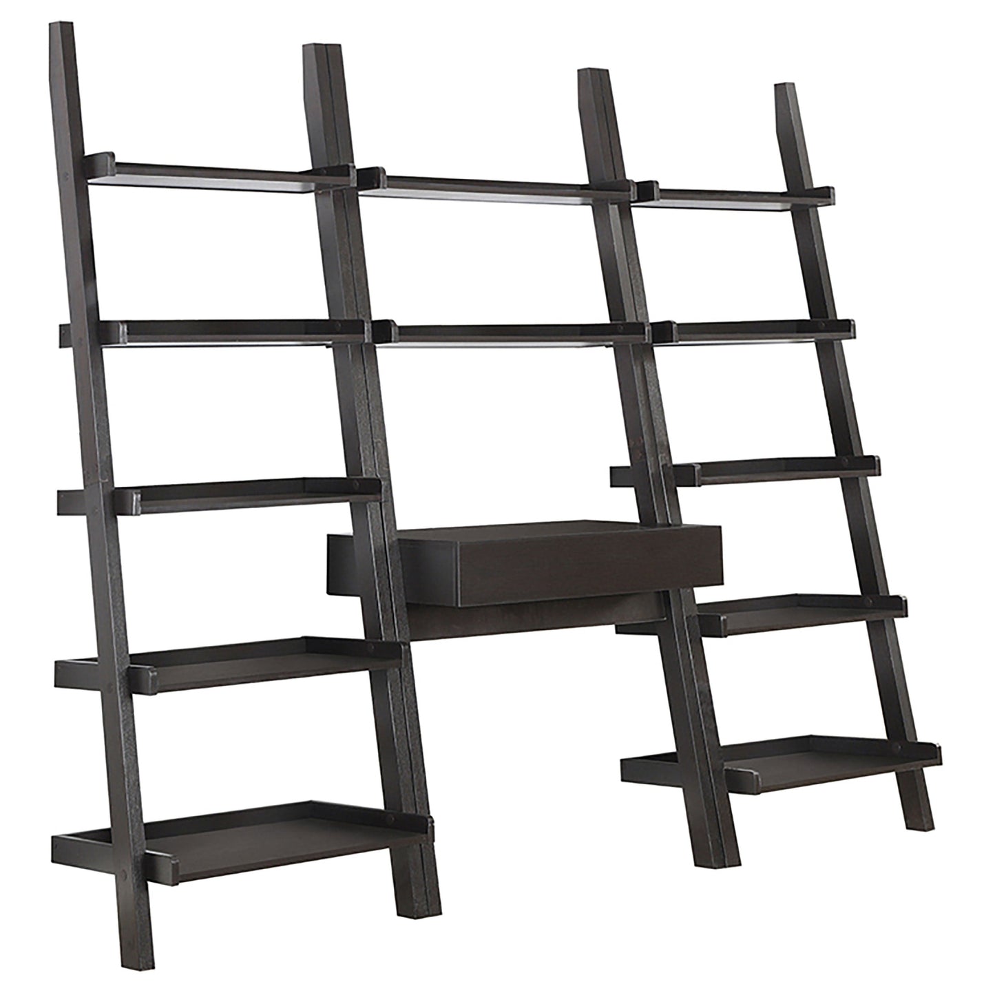 Colella 3-piece 1-drawer Ladder Desk Set Cappuccino