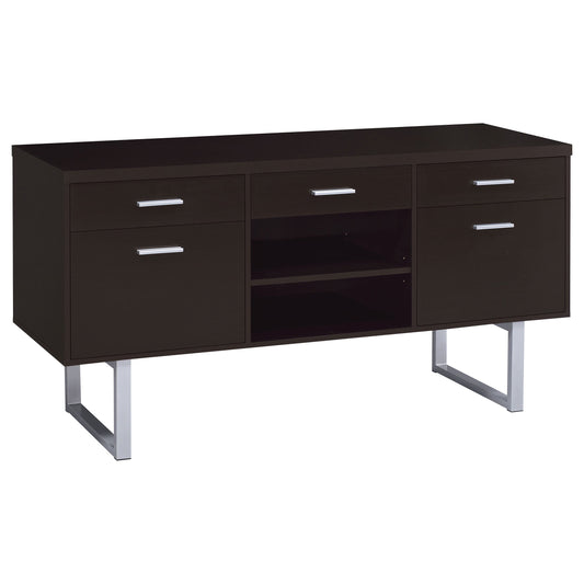 Lawtey 5-drawer Credenza with AdjusTable Shelf Cappuccino