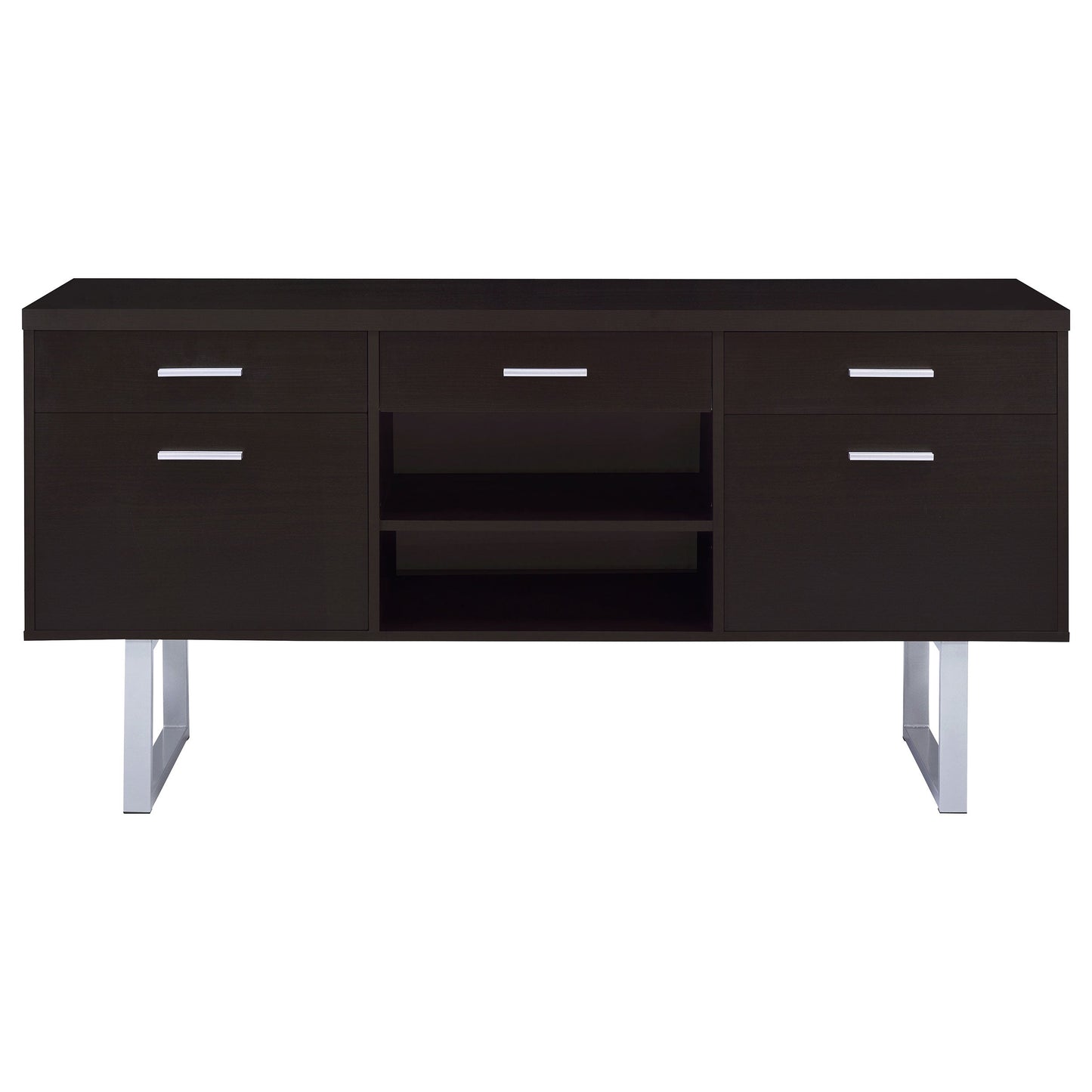 Lawtey 5-drawer Credenza with AdjusTable Shelf Cappuccino