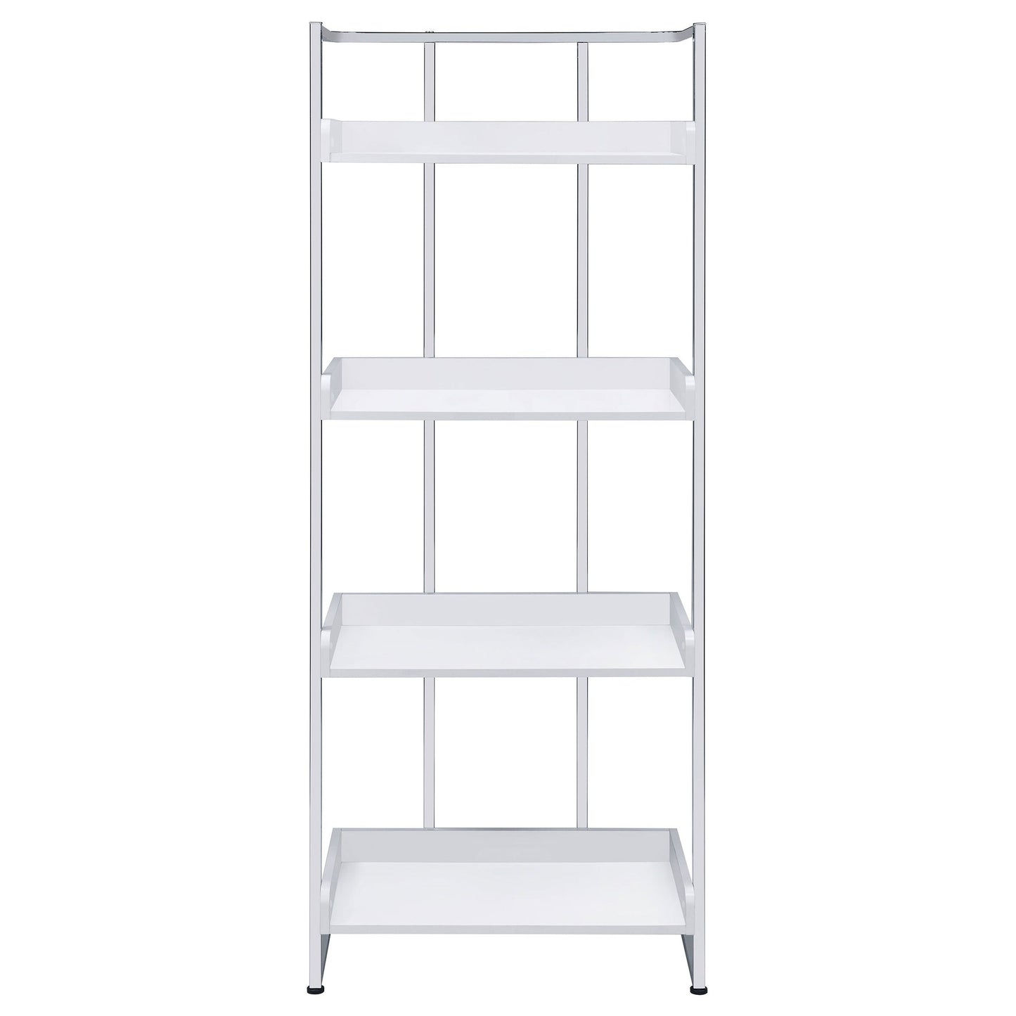 Ember 4-shelf Bookcase White High Gloss and Chrome
