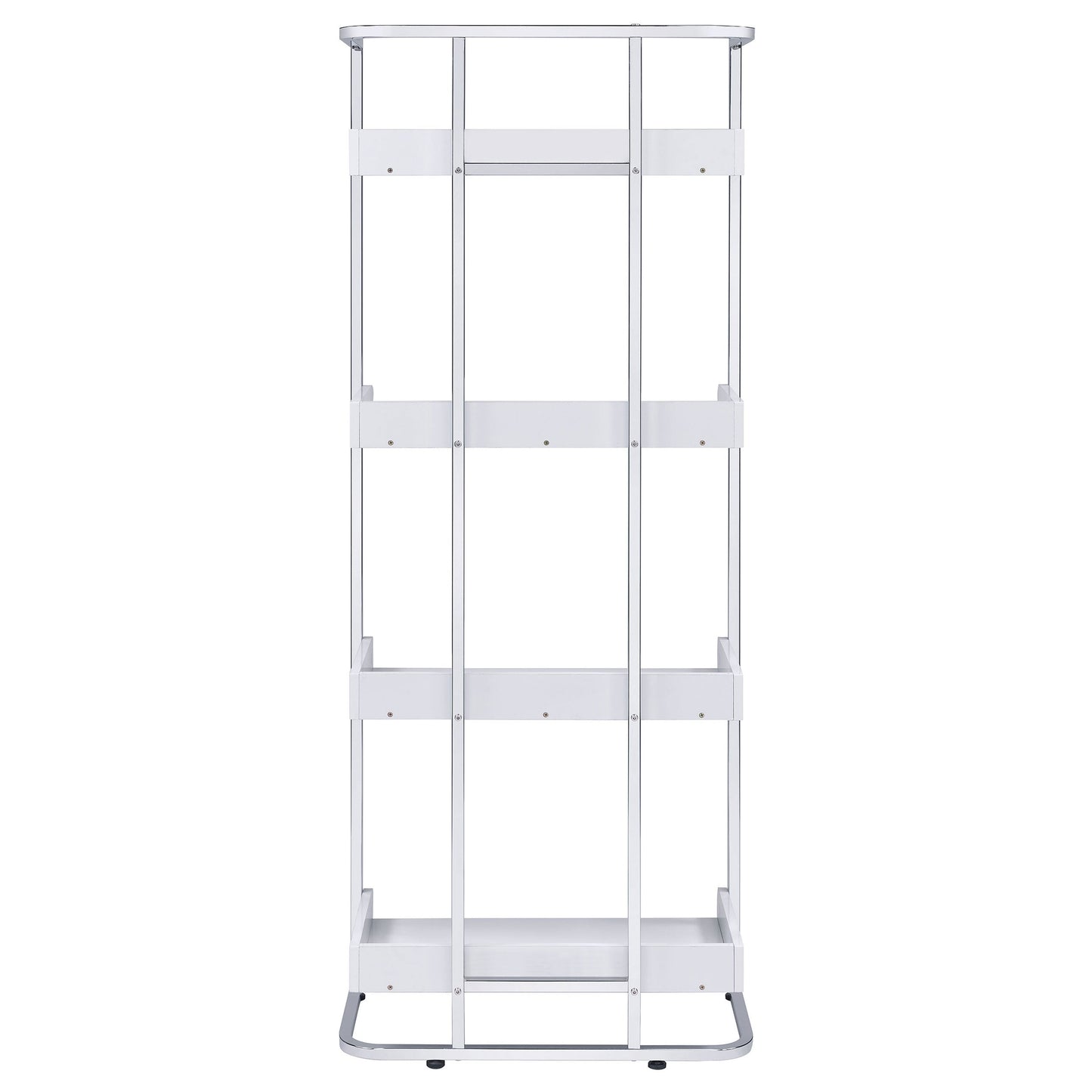Ember 4-shelf Bookcase White High Gloss and Chrome