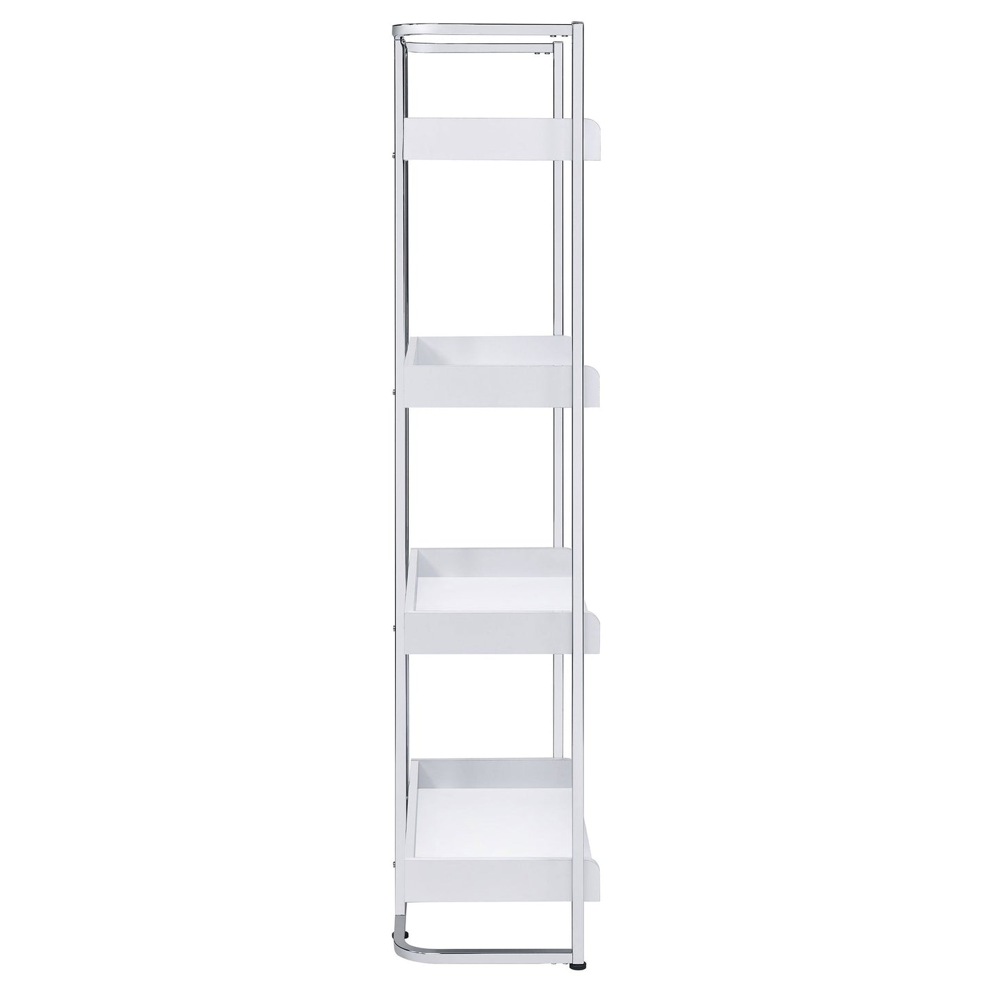 Ember 4-shelf Bookcase White High Gloss and Chrome