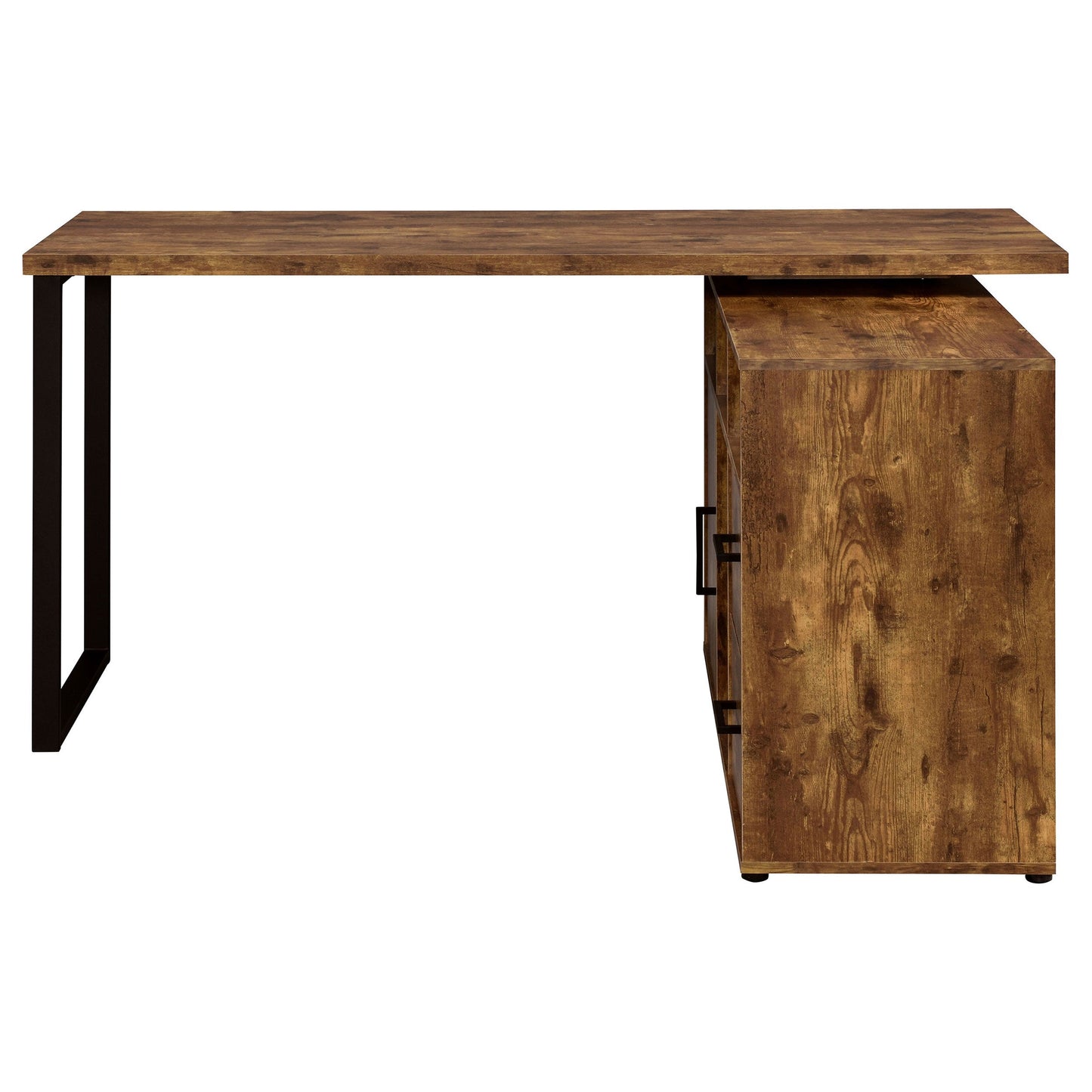 Hertford L-shape Office Desk with Storage Antique Nutmeg