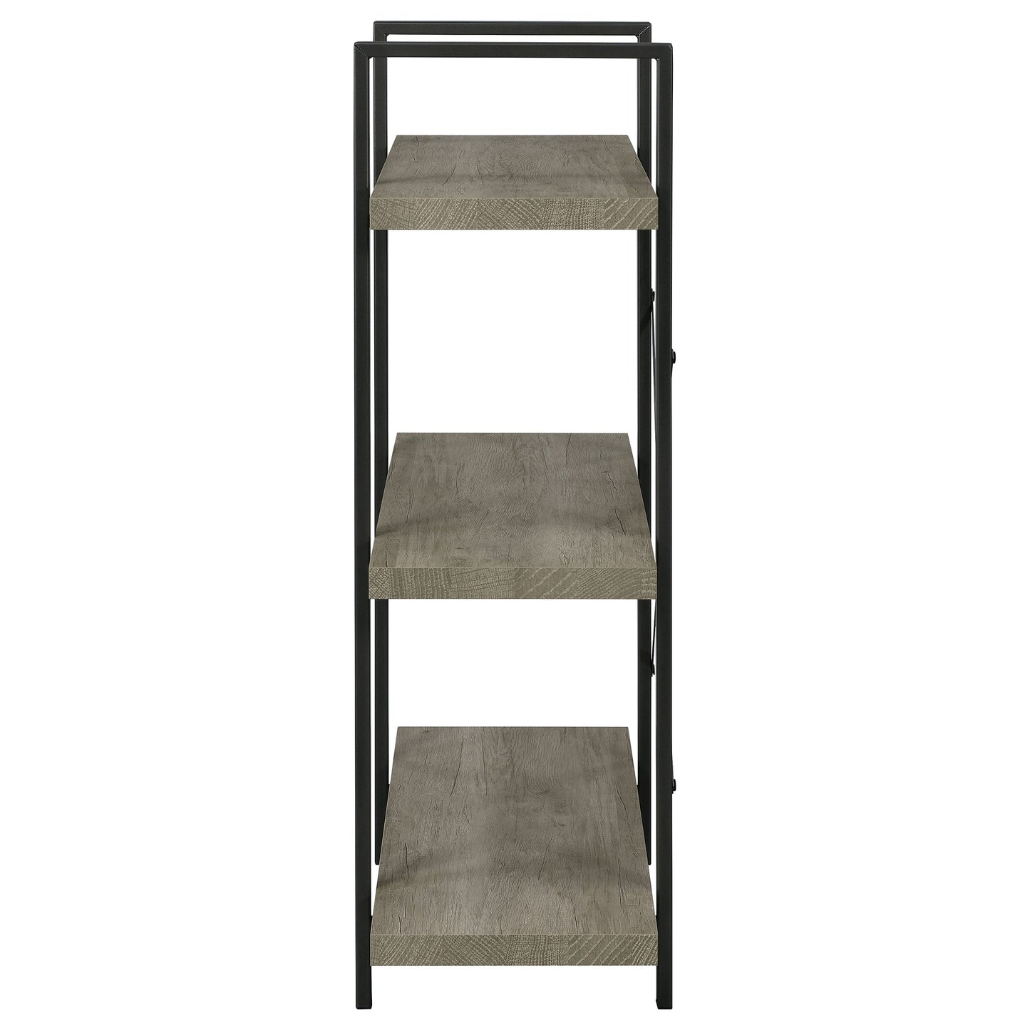 Cole 3-Shelf Bookcase Grey Driftwood and Gunmetal