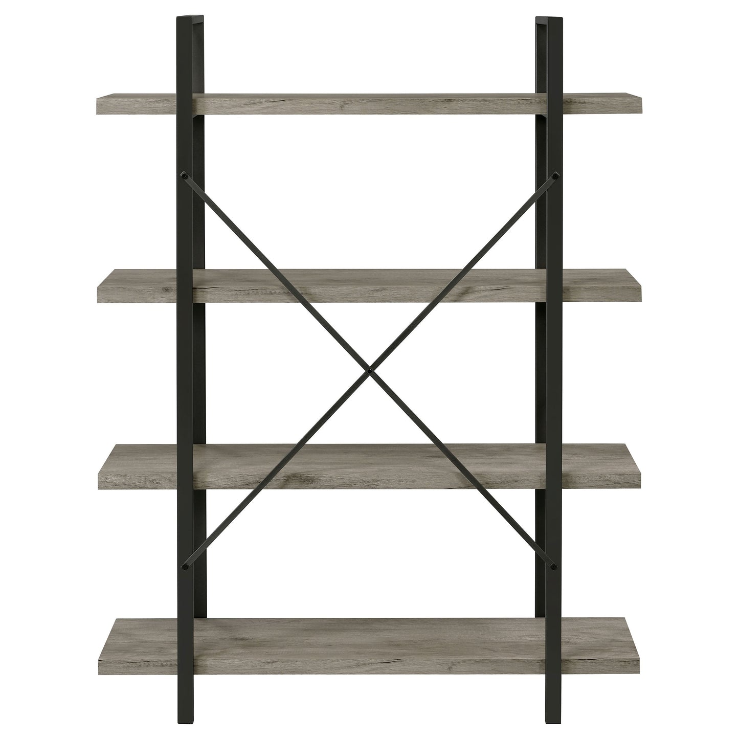 Cole 4-Shelf Bookcase Grey Driftwood and Gunmetal