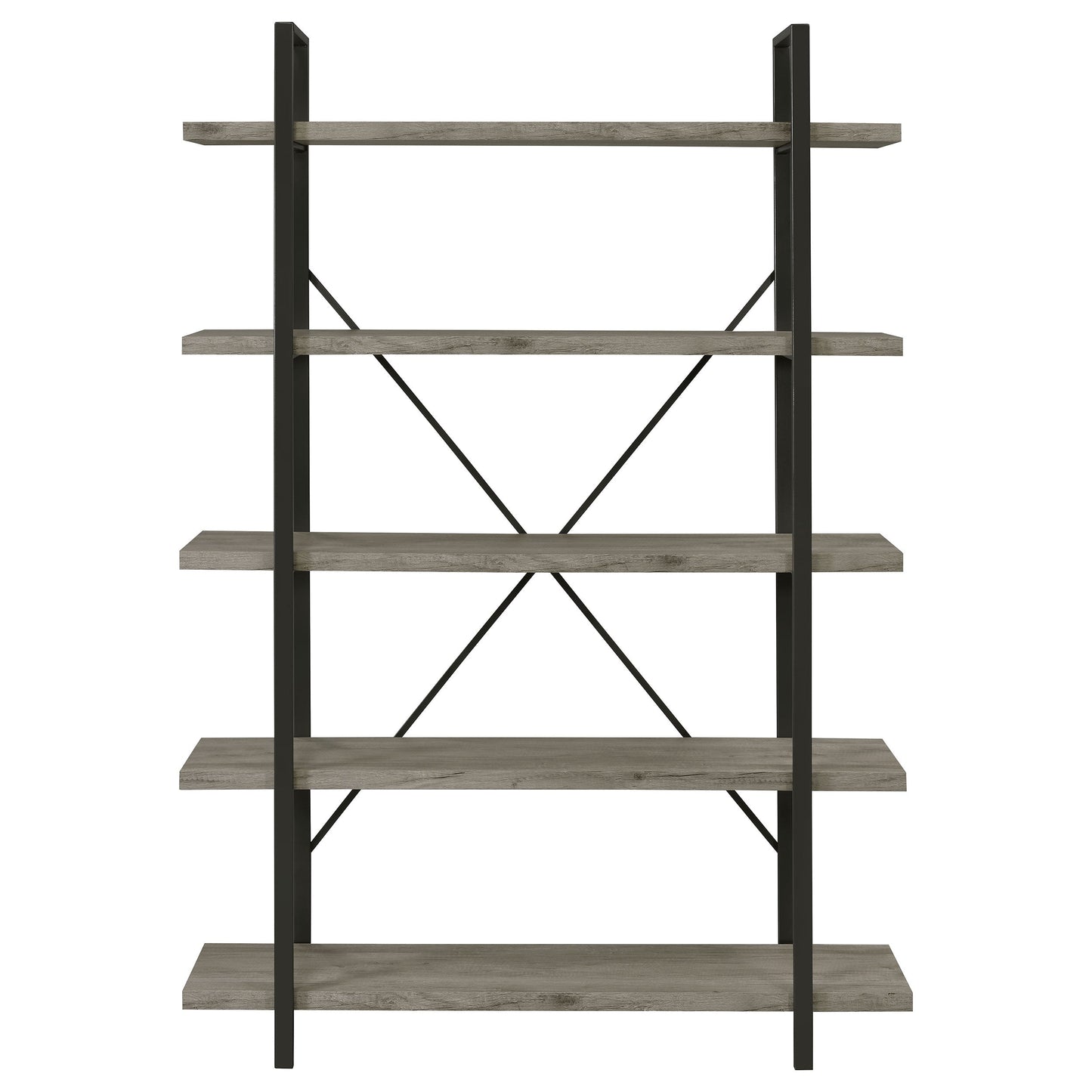 Cole 5-Shelf Bookcase Grey Driftwood and Gunmetal