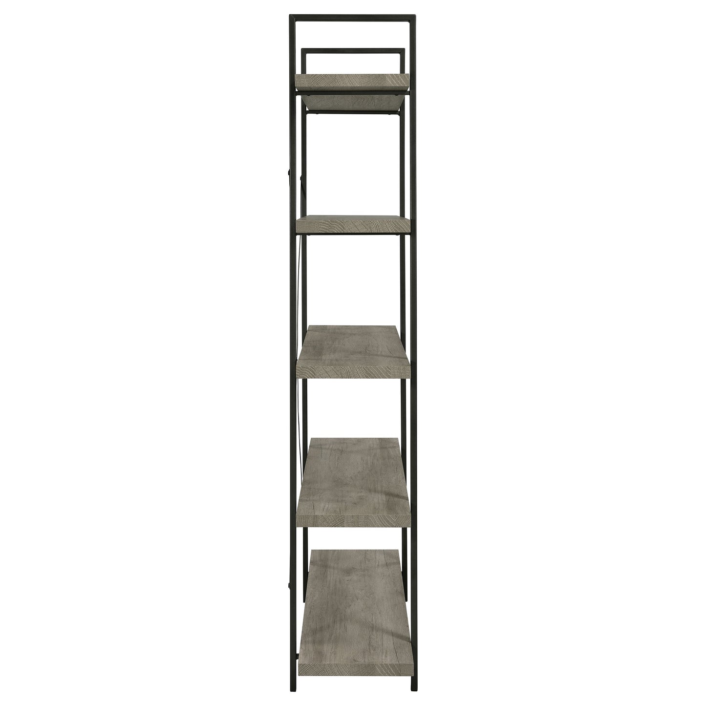 Cole 5-Shelf Bookcase Grey Driftwood and Gunmetal