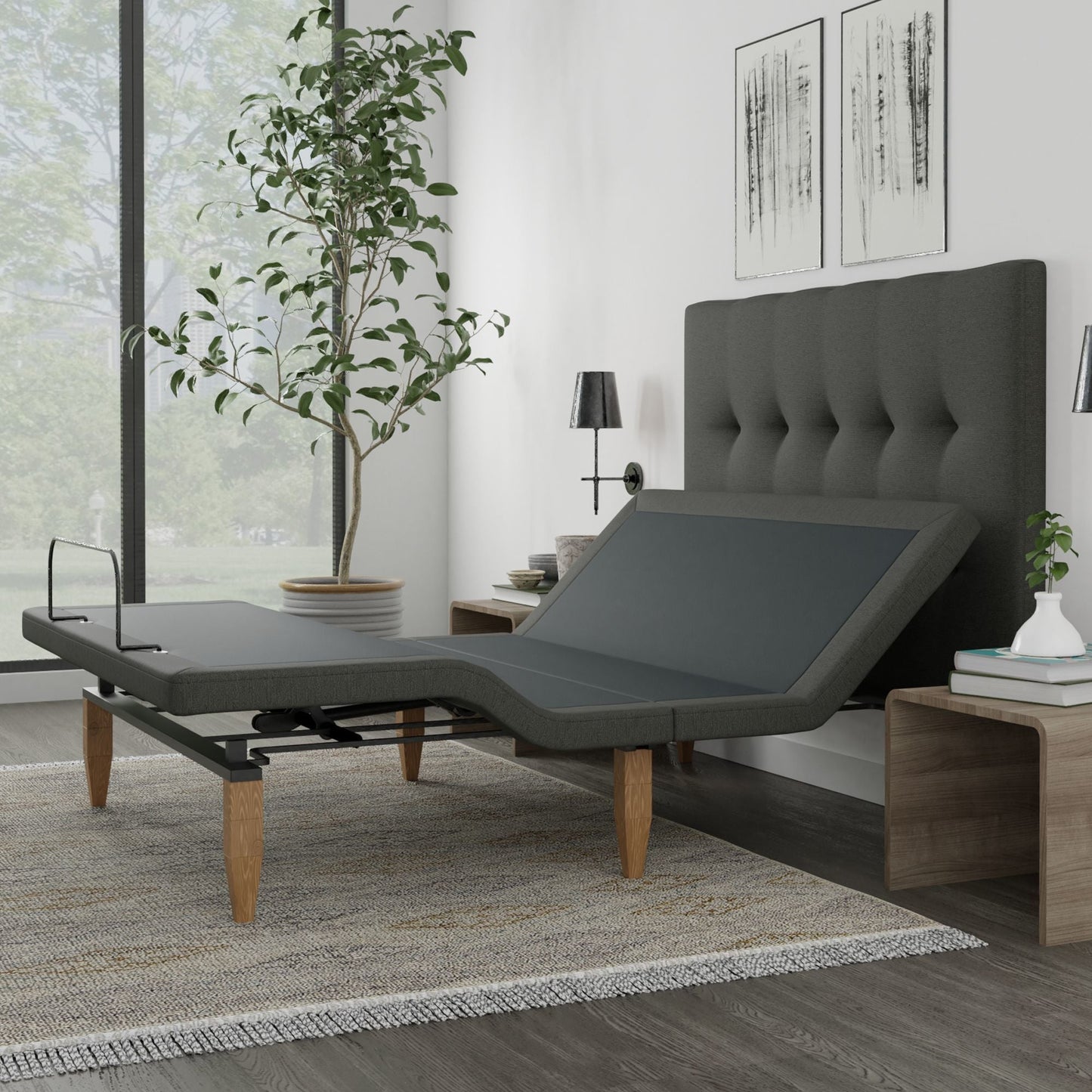 Sam Headboard Base Dark Grey
