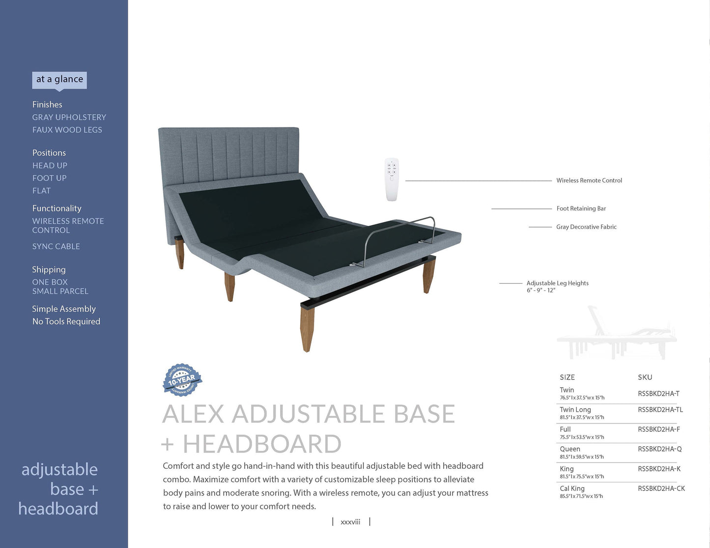 Alex Headboard Base Light Blue