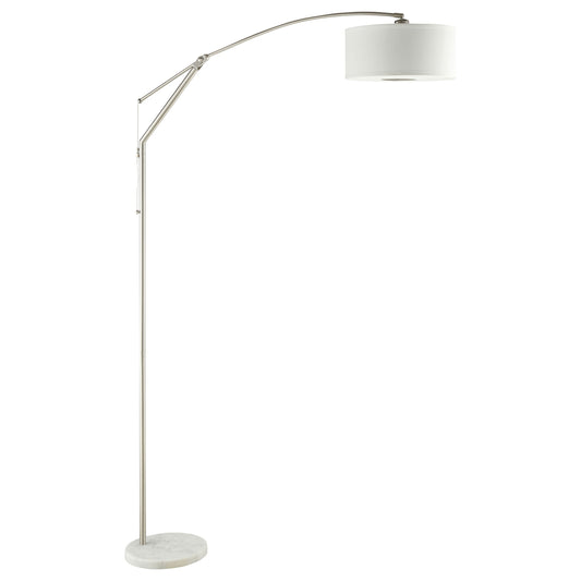 Moniz AdjusTable Arched Arm Floor Lamp Chrome and White