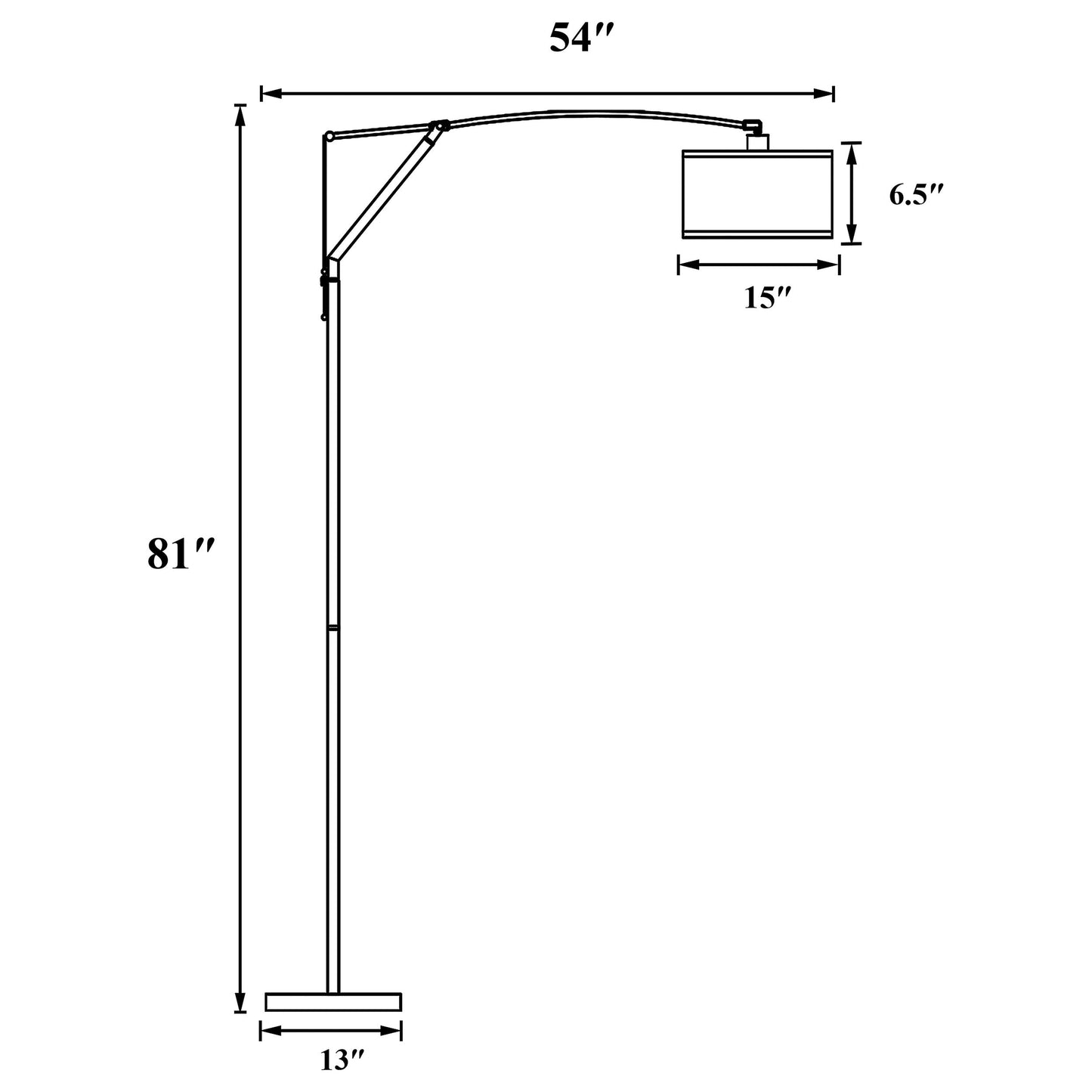 Moniz AdjusTable Arched Arm Floor Lamp Chrome and White