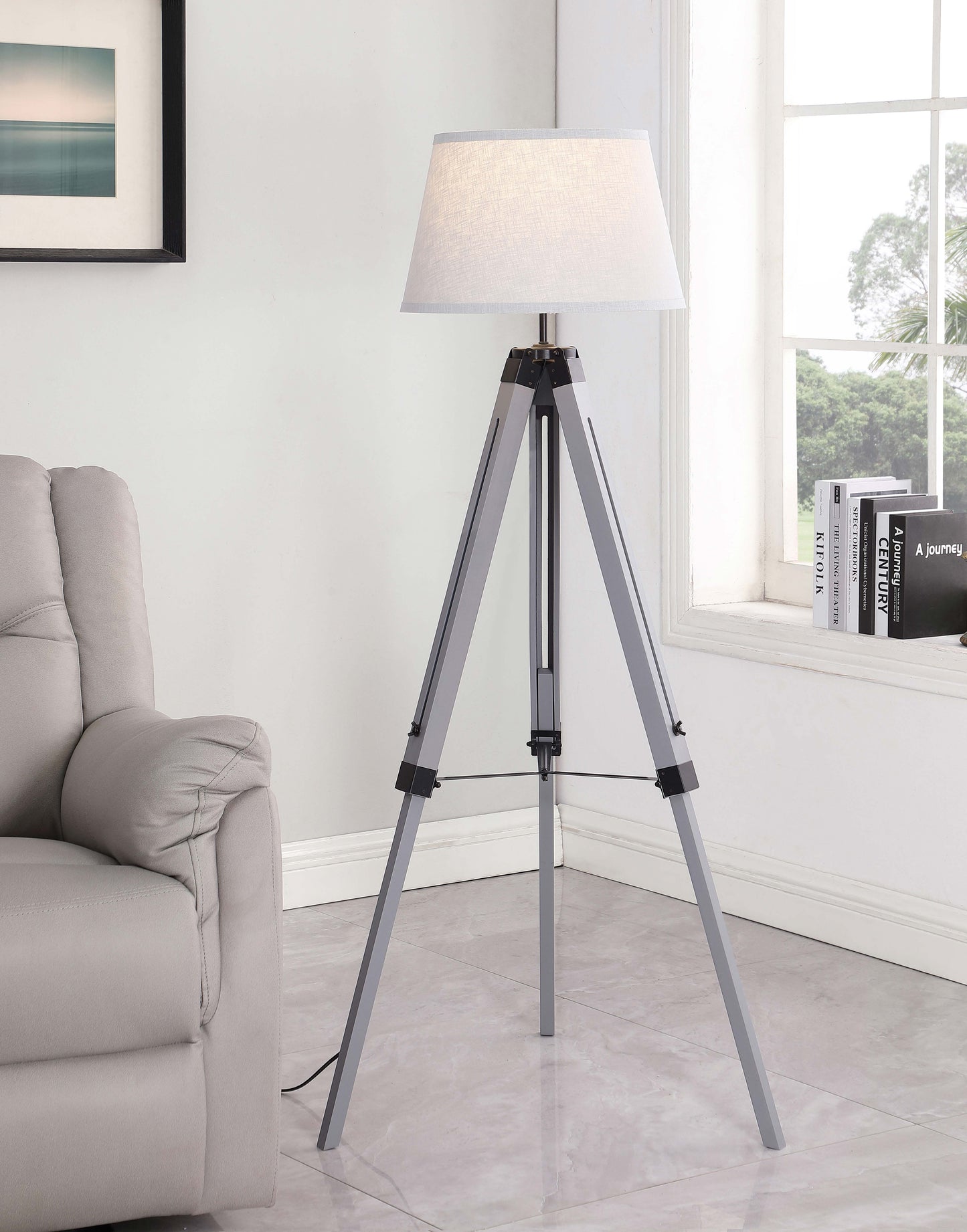 Dayton AdjusTable Empire Shade Tripod Floor Lamp Grey