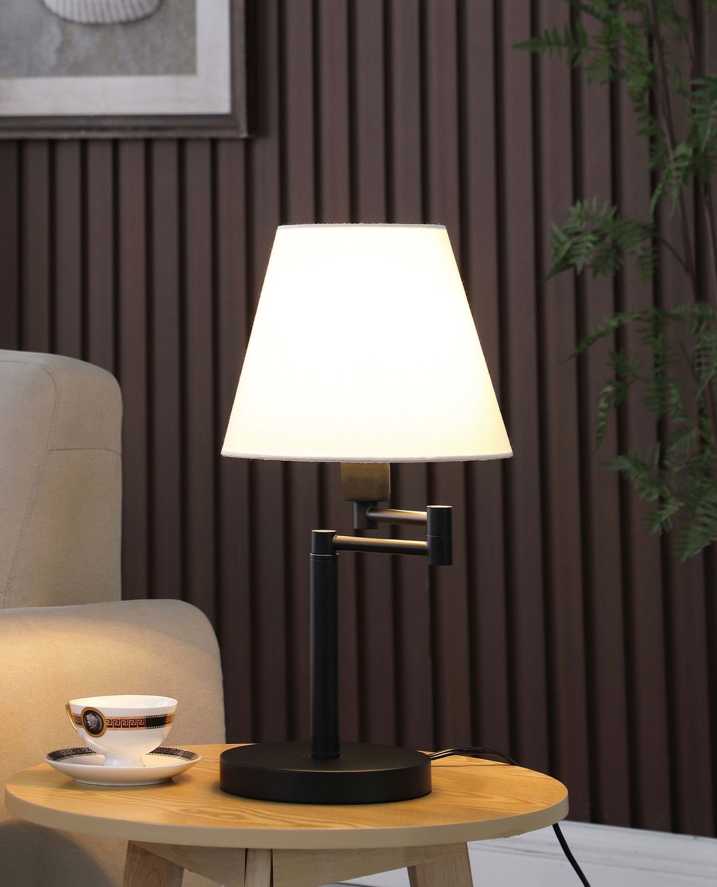 Colombe RotaTable Frame Table Lamp Off White and Matte Black