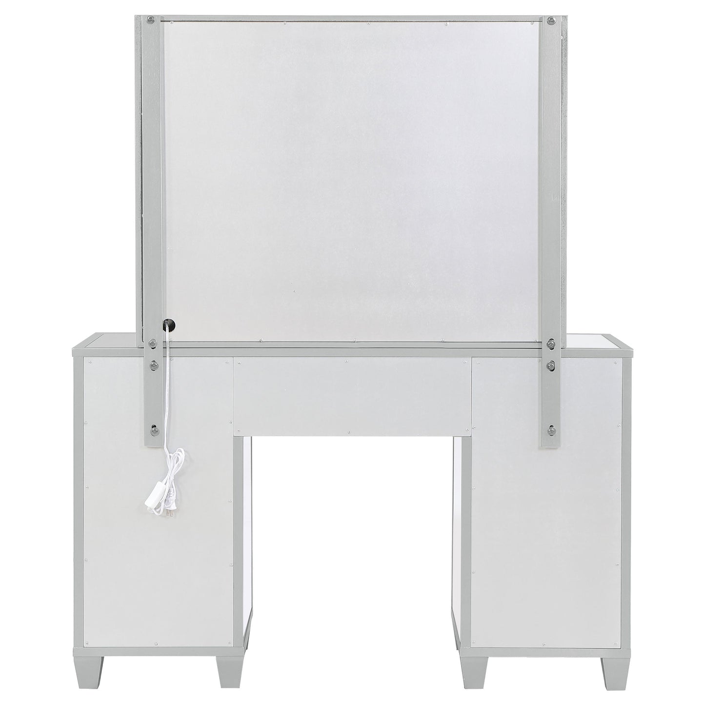 Allora 9-drawer Mirrored Storage Vanity Set with Hollywood Lighting Metallic