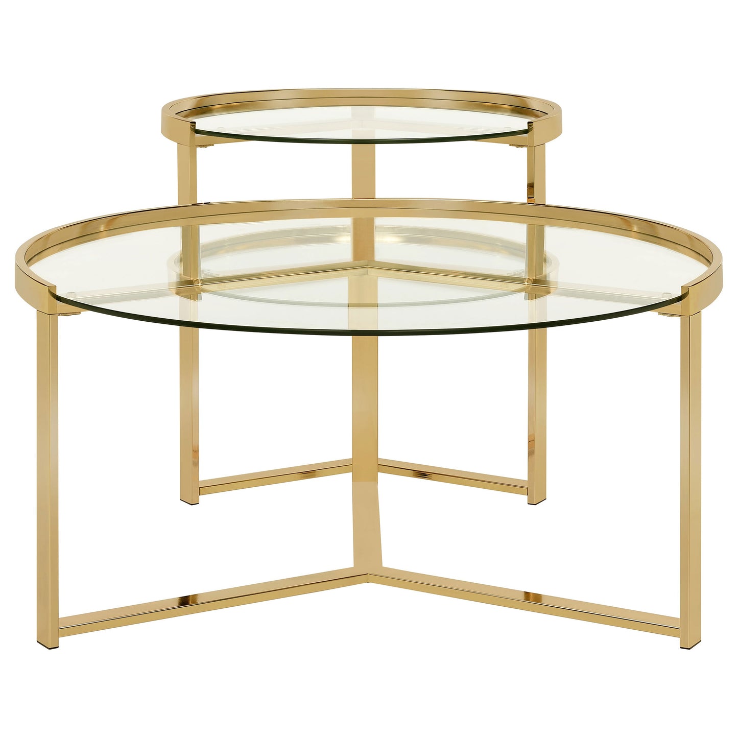 Delia 2-piece Round Nesting Table Clear and Gold