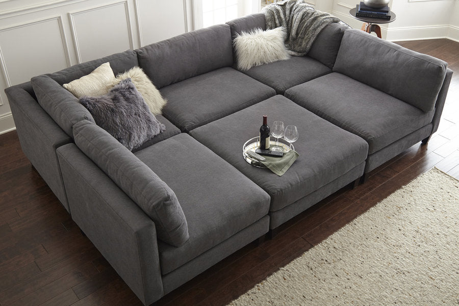 CHELSEA CHARCOAL 6PC KIT (3 ARMLESS CHAIRS, 2 CORNER CHAIRS, 1 OTTOMAN)