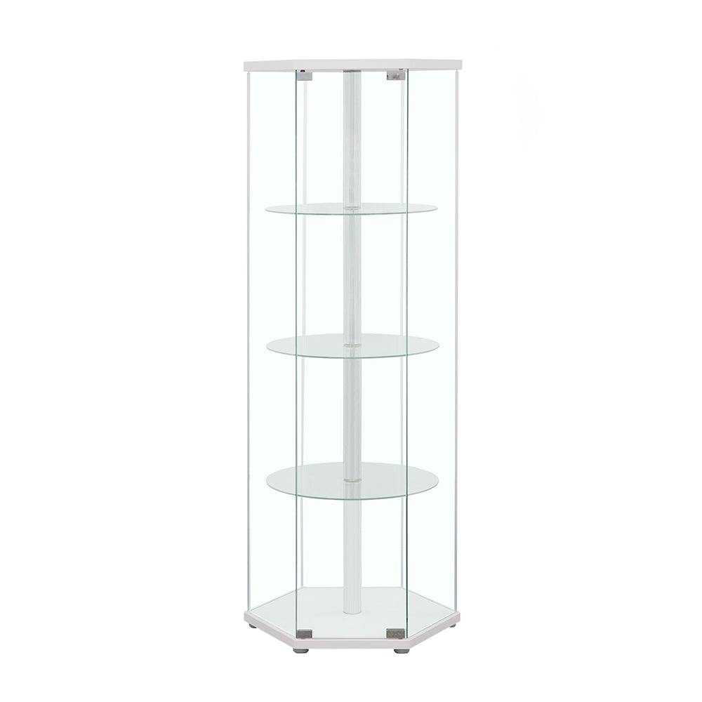 Zahavah 4-shelf Hexagon Shaped Curio Cabinet White and Clear