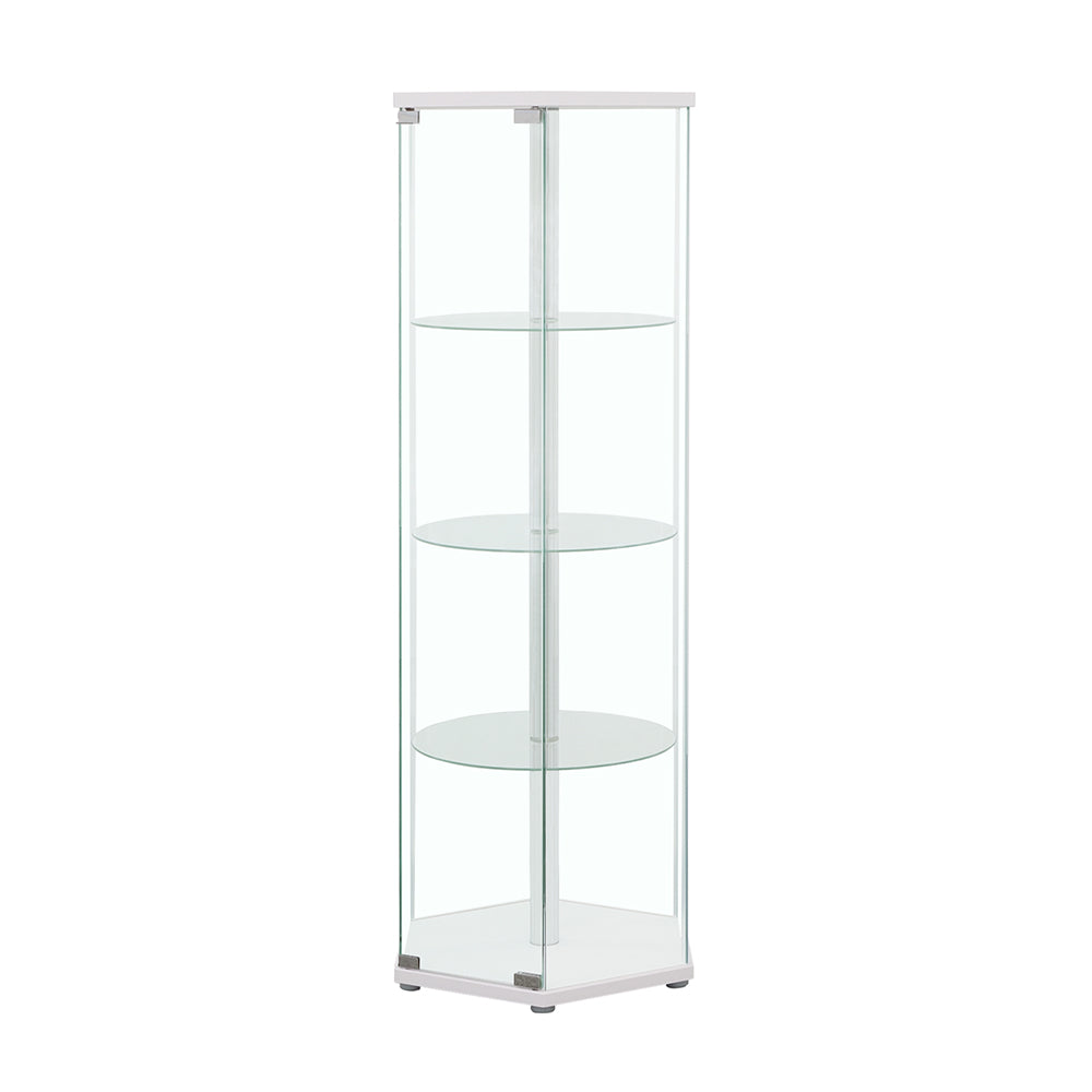 Zahavah 4-shelf Hexagon Shaped Curio Cabinet White and Clear