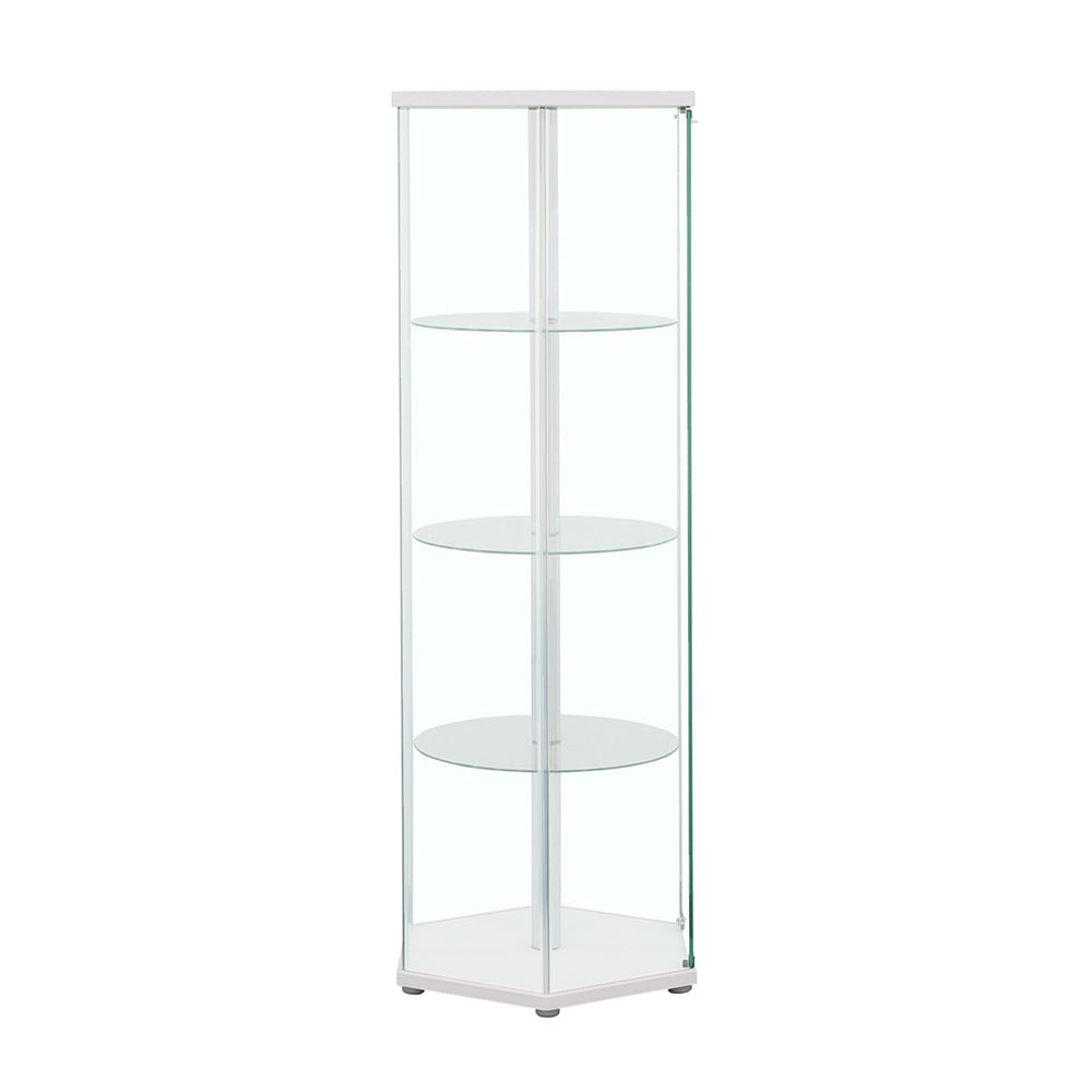 Zahavah 4-shelf Hexagon Shaped Curio Cabinet White and Clear