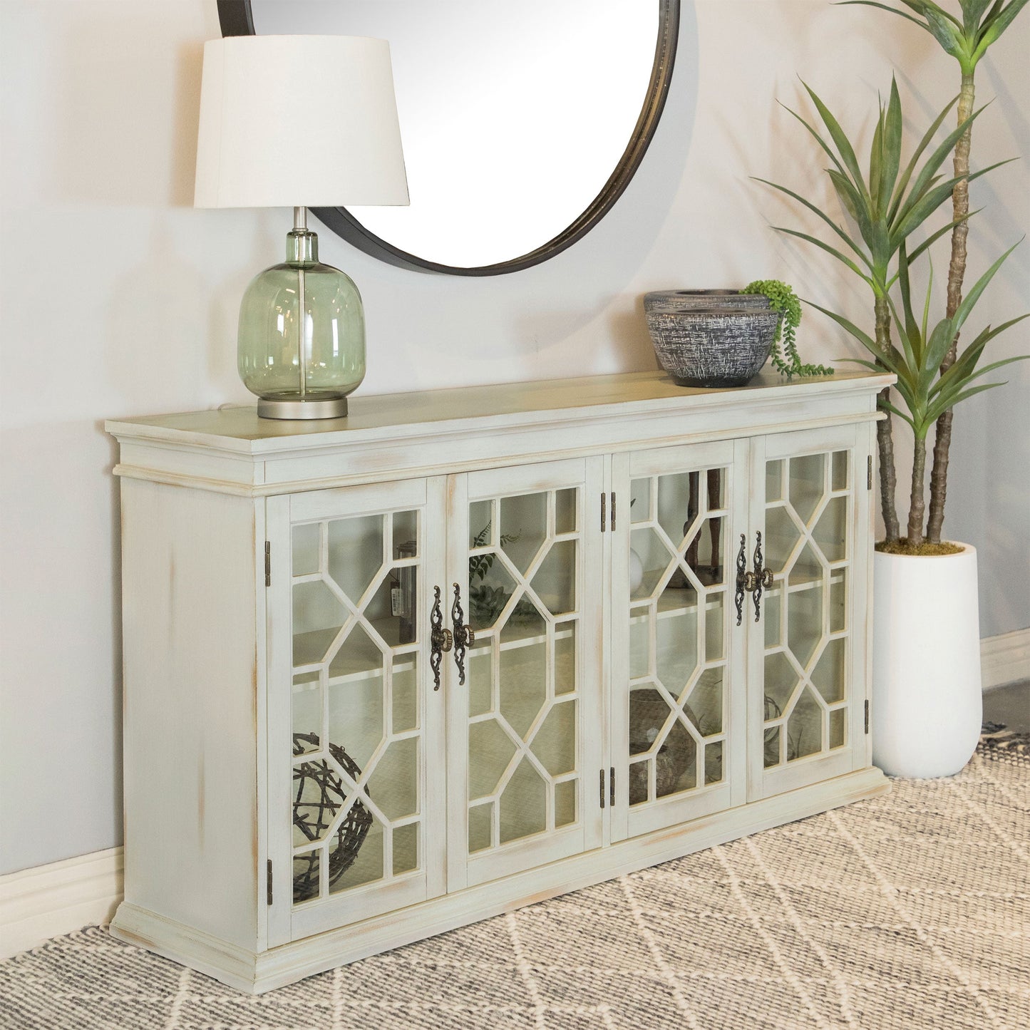 Kiara 4-door Accent Cabinet with AdjusTable Shelves White