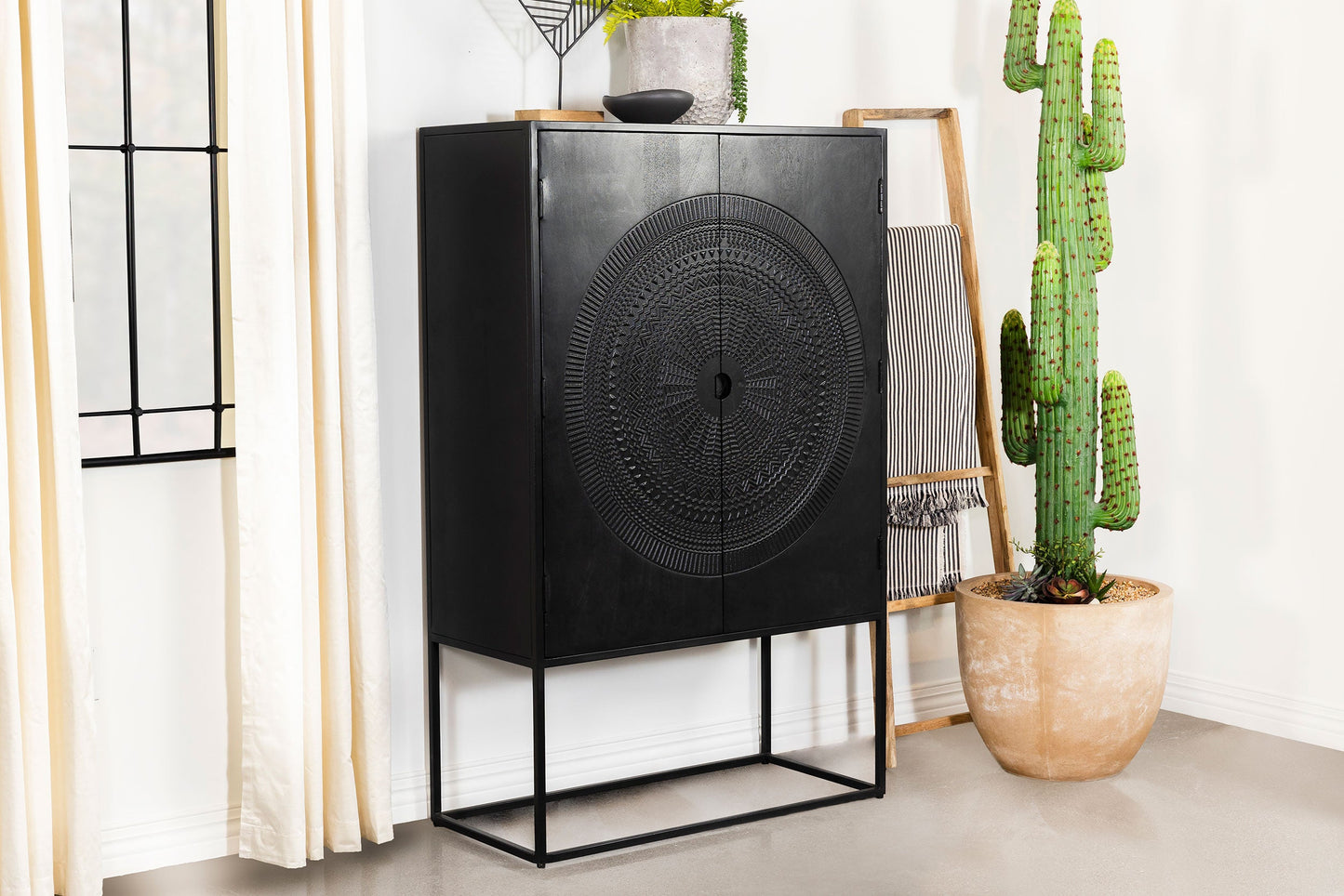 Jenna 2-door Bar Cabinet Black