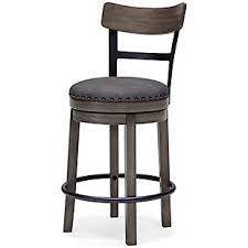 Caitbrook 24-inch Barstools (grey, back, metal ring around base)