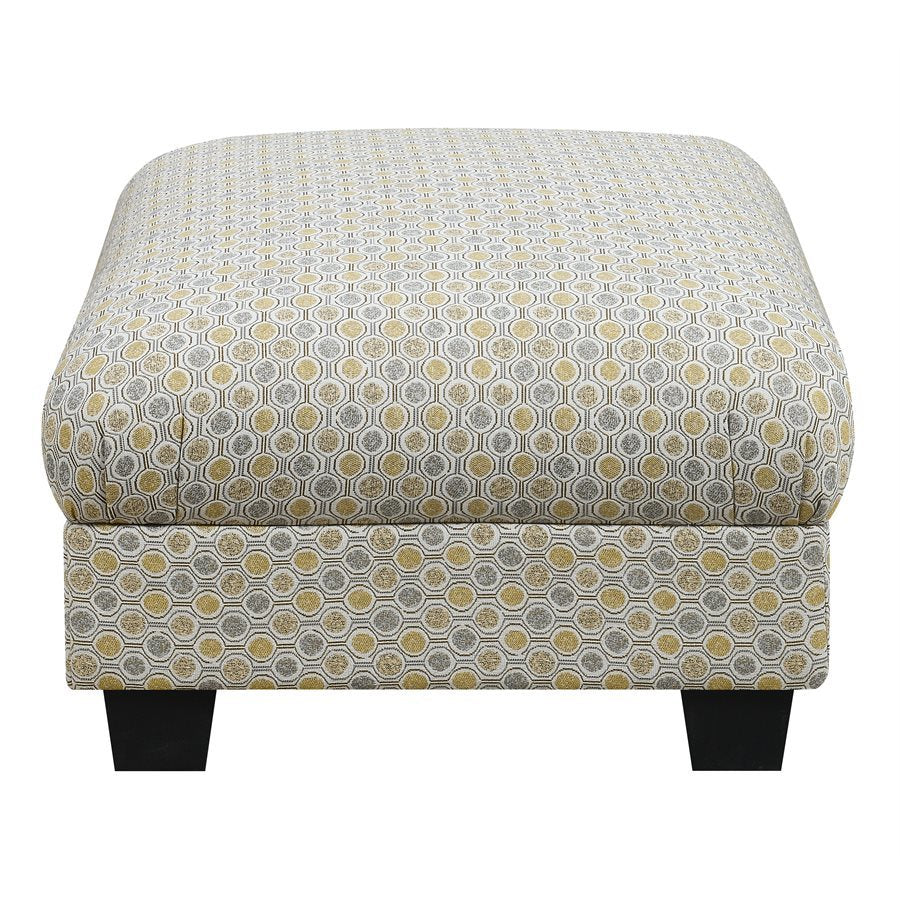 CARTER  OTTOMAN-YELLOW/GREY MULTI