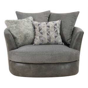 BERLIN  SWIVEL CHAIR W/2 ACCENT PILLOWS-GREY