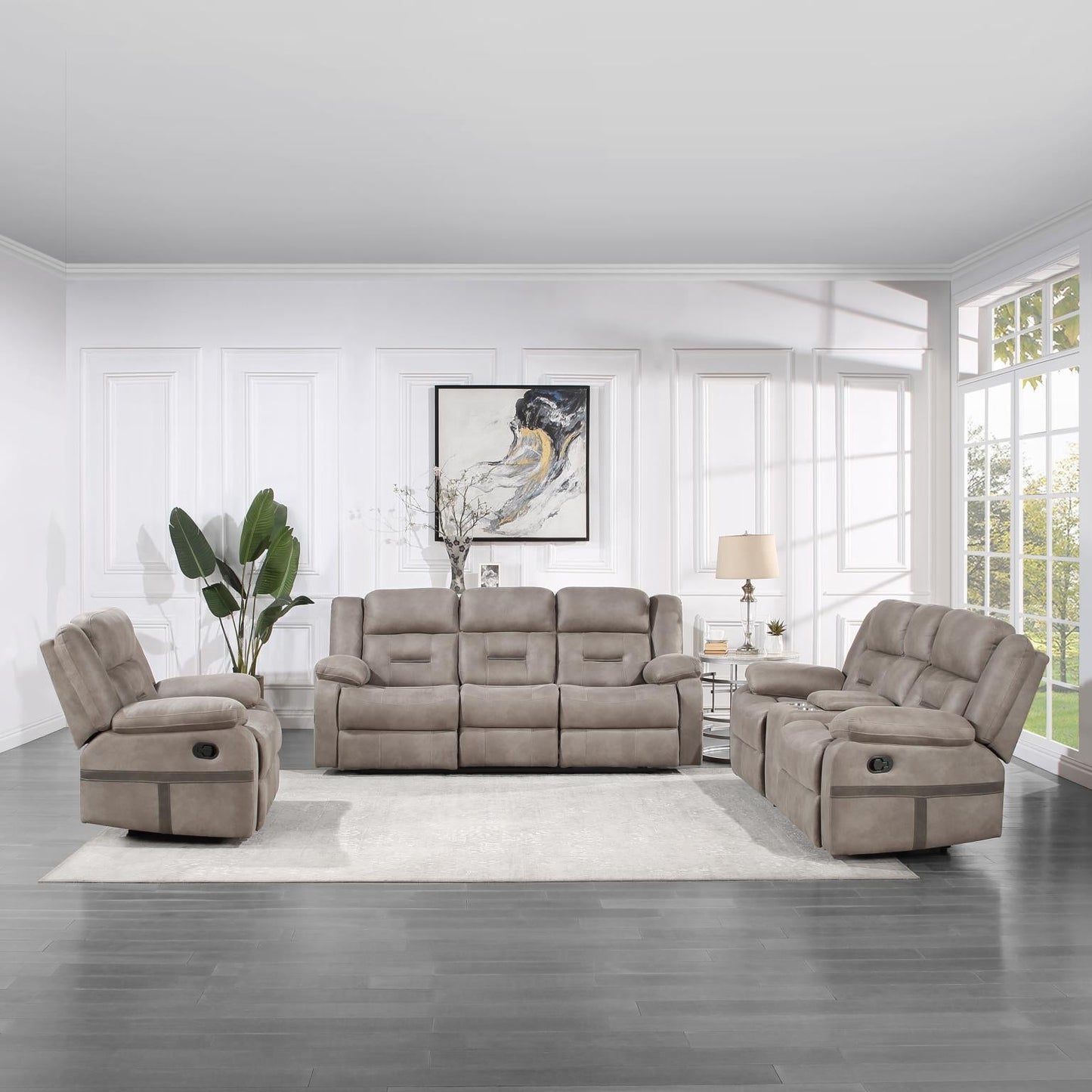 Abilene Tan Manual Reclining Sofa & Loveseat
