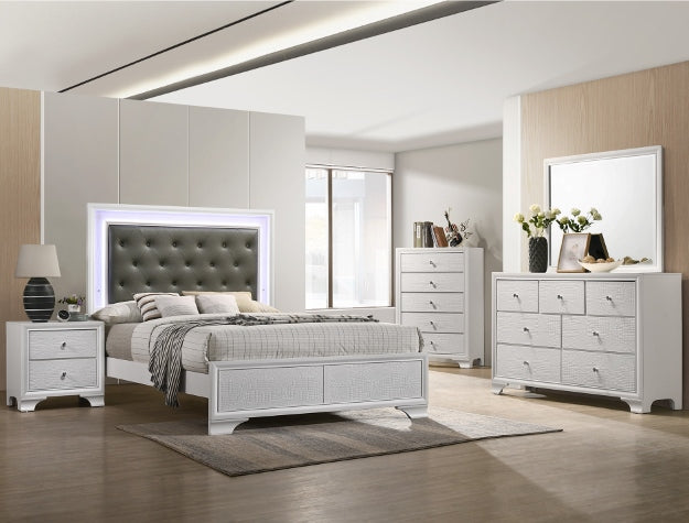 LYSSA KING LED HB+FOOTBOARD FROST