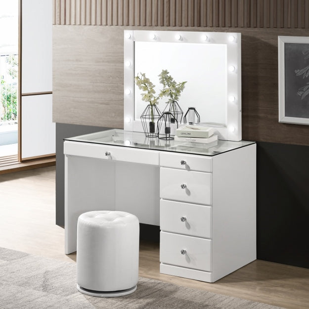 MORGAN ROUND SWIVEL STOOL WHITE