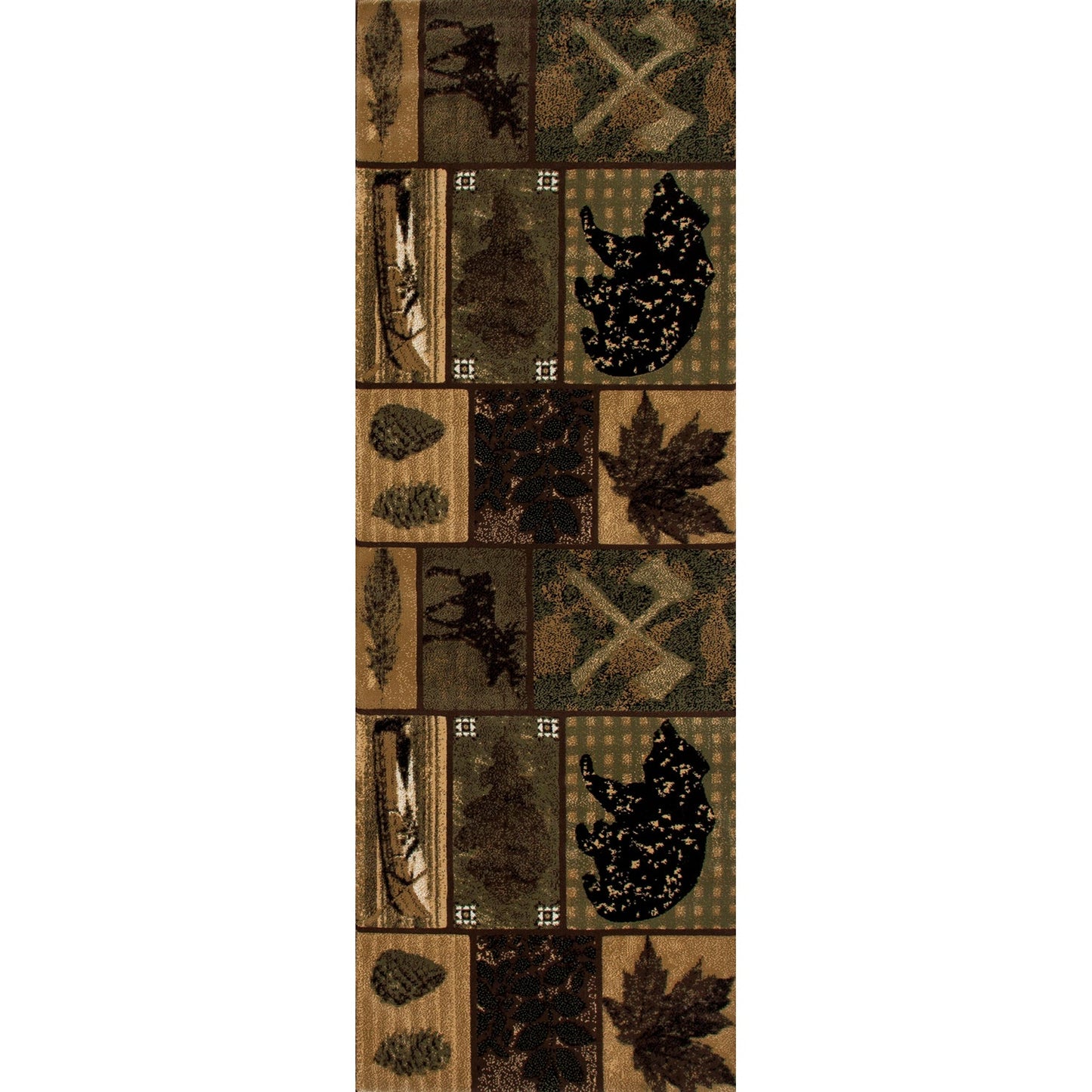 CABIN-AR_00_0261_BRN/GREEN_NATURE BEAR/LEAF/CANOE-2.2x3.11-66x120