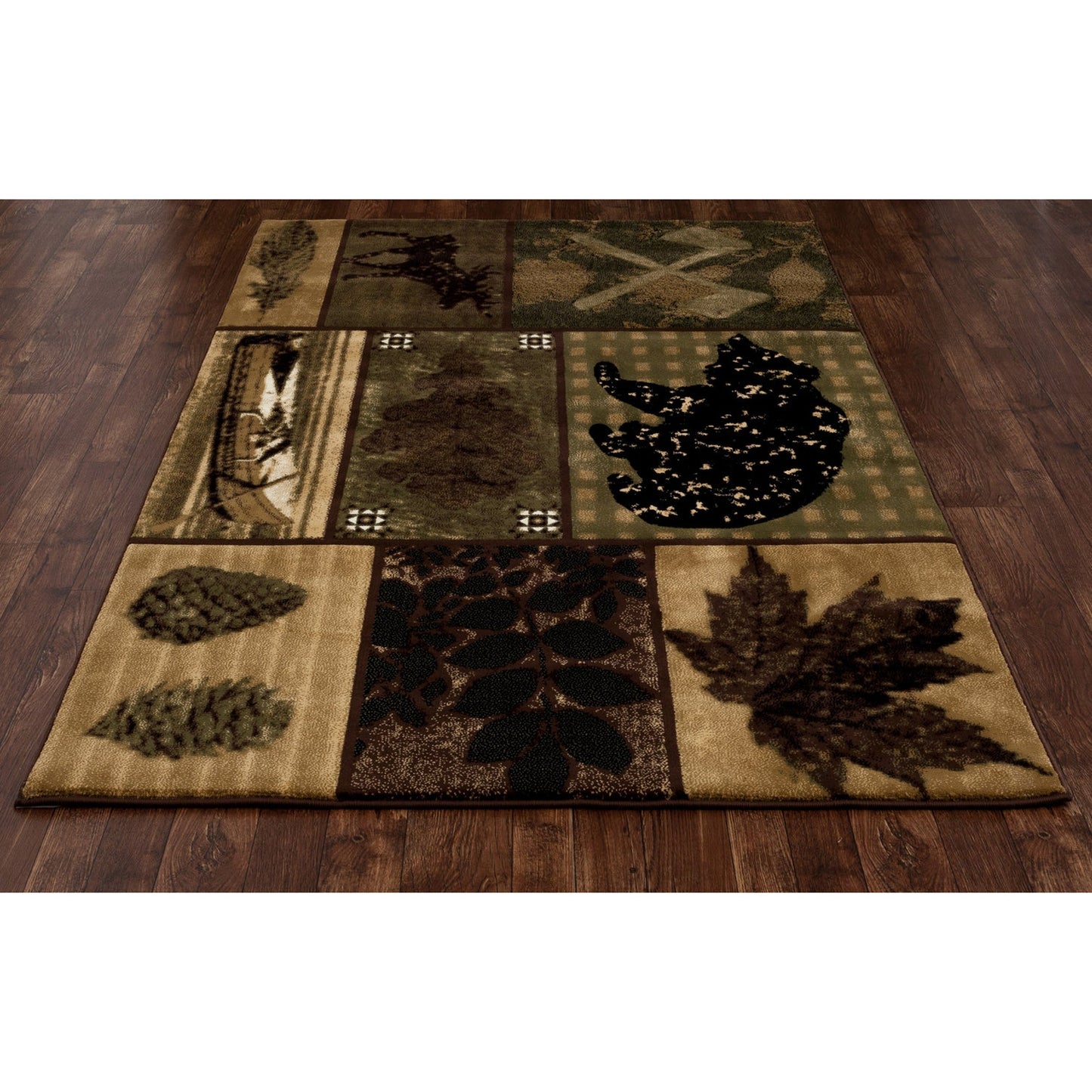 CABIN-AR_00_0261_BRN/GREEN_NATURE BEAR/LEAF/CANOE-2.2x3.11-66x120
