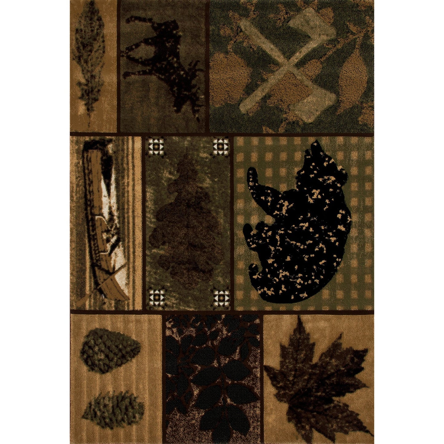 CABIN-AR_00_0261_BRN/GREEN_NATURE BEAR/LEAF/CANOE-2.2x3.11-66x120