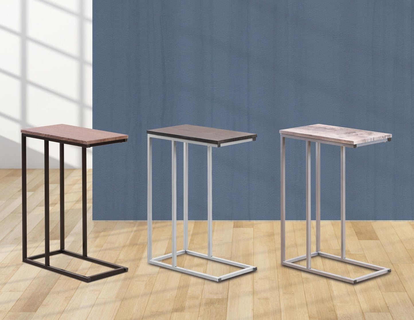 C Table C Table Silver Frame Black Top