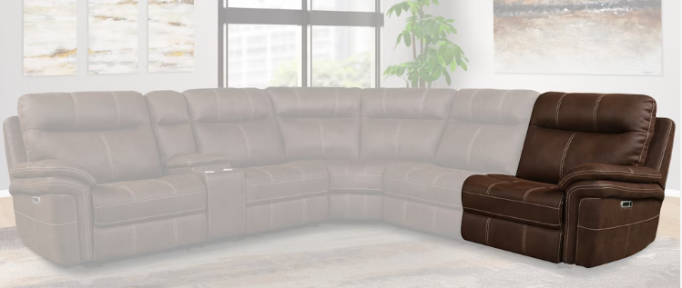 Mason Dark Kahlua Sectional Power Sectional Right Arm Facing Recliner