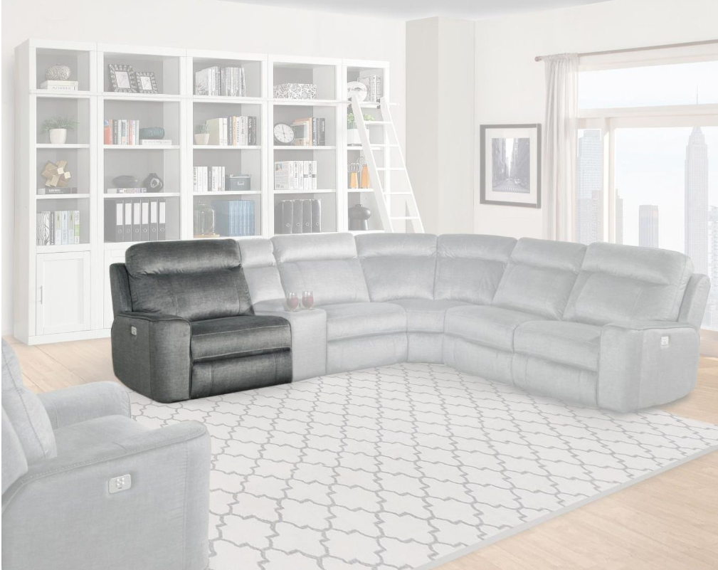 Parthenon Titanium Sectional Power Sectional Left Arm Facing Recliner