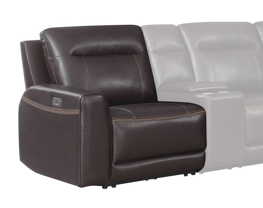 DONCELLA MERLOT LEATHER LEFT ARM FACING DUAL RECLINER (Closeout)