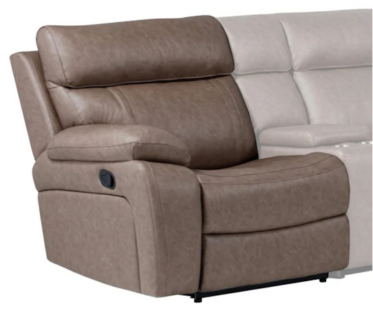 Theon Stokes Toffee Manual Sectional Left Arm Facing Recliner