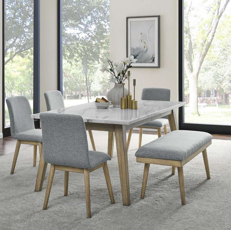 Vida White Marble Dining 5PC Set